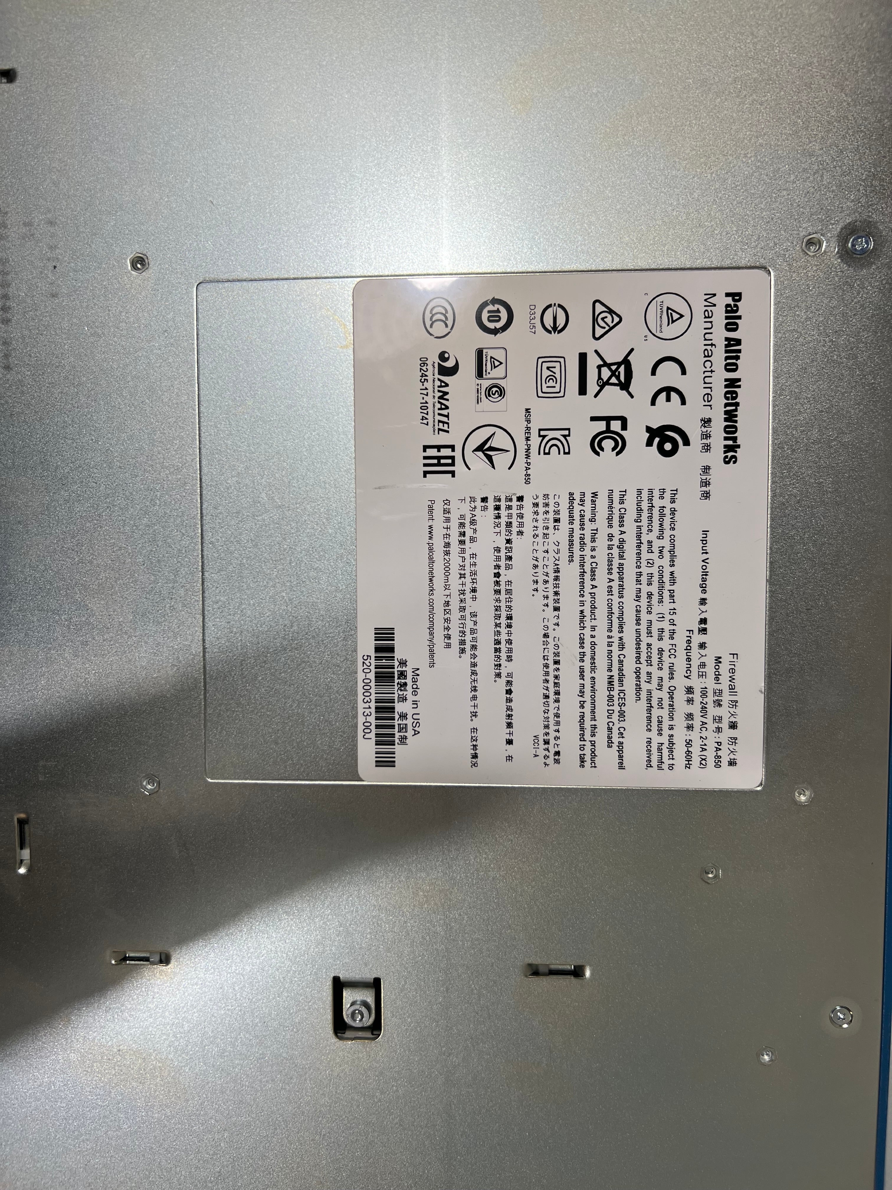 Palo Alto PA-850 - Firewall Label Detail | Alo Tech Solutions