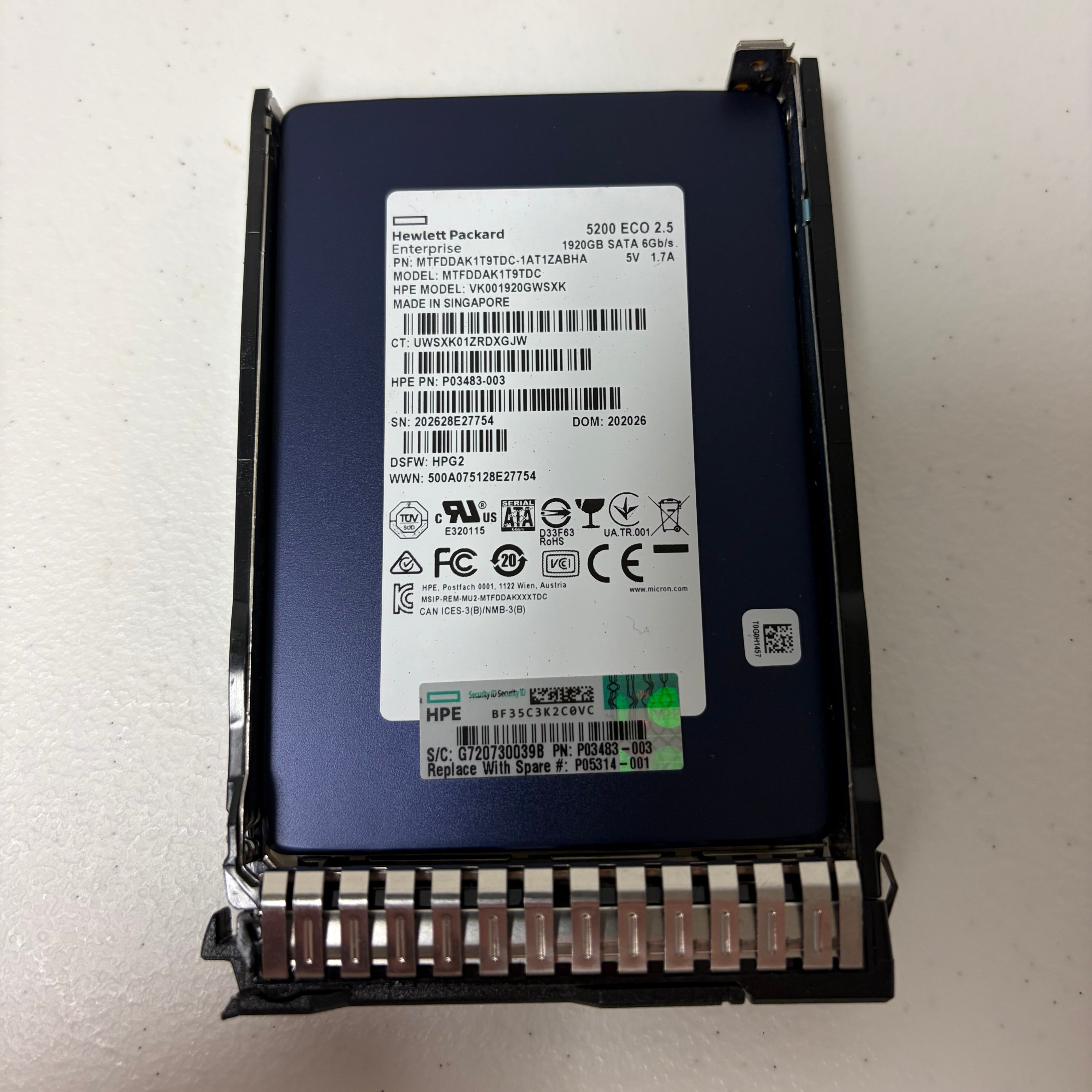 HPE P03483-003 P05314-001 - 1.92TB SATA RI SFF SC SSD | Alo Tech Solutions