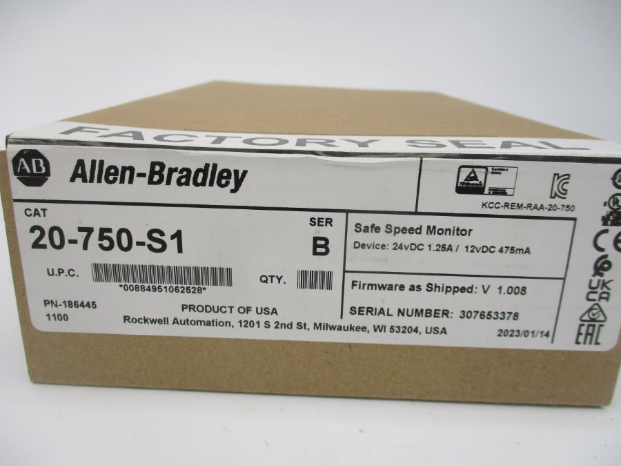 ALLEN BRADLEY 20-750-S1 SER. B F/W 1.008 24VDC 1.25A DATE: 2023 NSFS