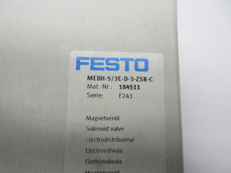FESTO MEBH-5/3E-D-3-ZSR-C 184511 45-145PSI NSMP