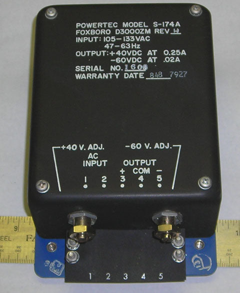 FOXBORO POWERTEC POWER SUPPLY +40VDC, -60VDC, ADJUSTABLE - aloinfousa.com