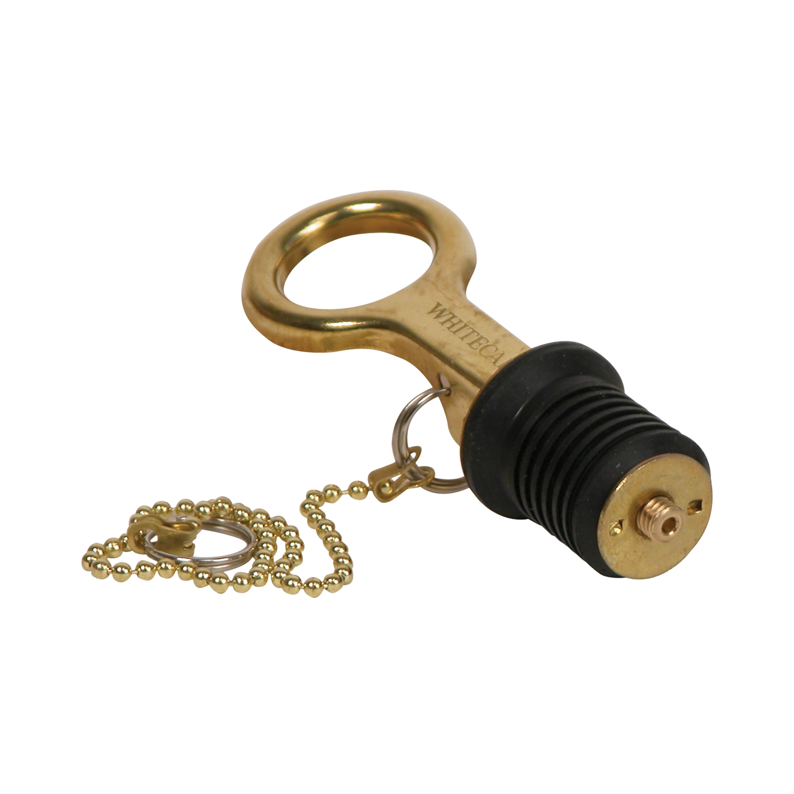 Whitecap S-0206 S-0209 Snap Lever Bailer Plugs with 8 Inch Chain Aluminum Brass