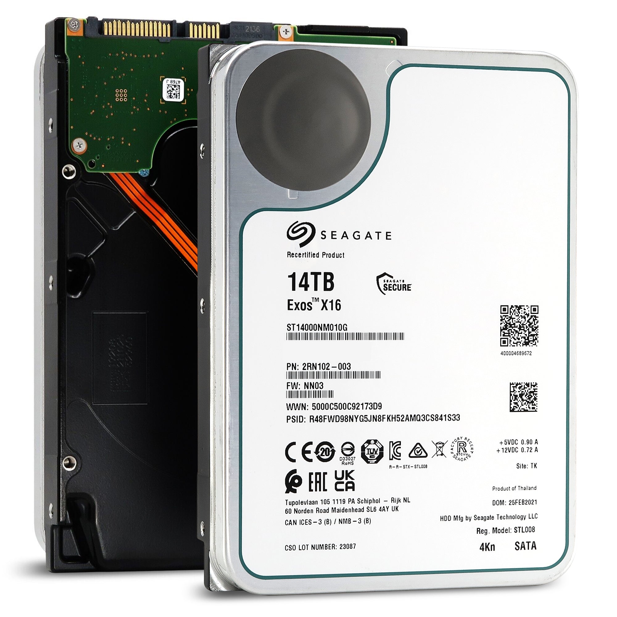 Seagate Exos X16 ST14000NM010G 14TB 7.2K RPM SATA 6Gb/s 512e 3.5in Hard Drive