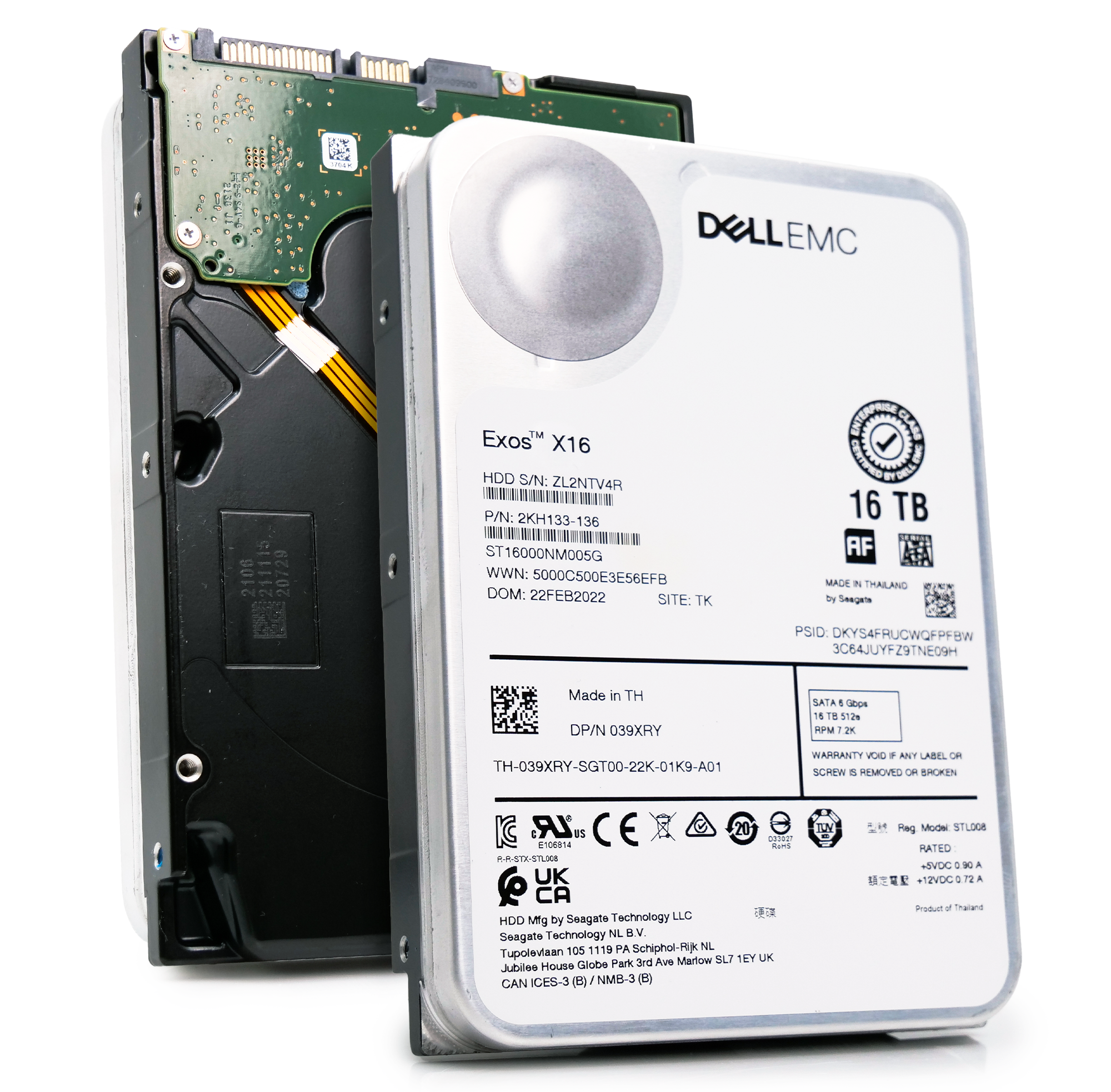 Dell/Seagate Exos X16 ST16000NM005G 16TB 7.2K RPM SATA 6Gb/s 4Kn CMR 3.5in Refurbished HDD