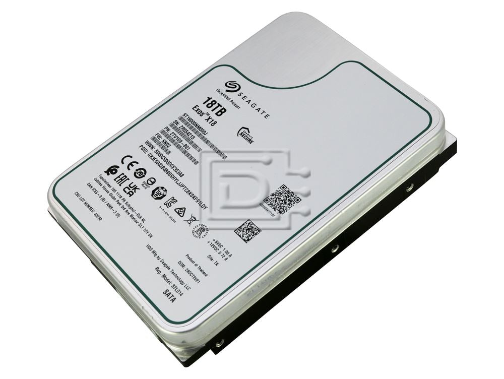Seagate Exos X18 ST18000NM000J 18TB 3.5 LFF 6Gbps 7.2K RPM FastFormat 512e Enterprise SATA Hard Drive