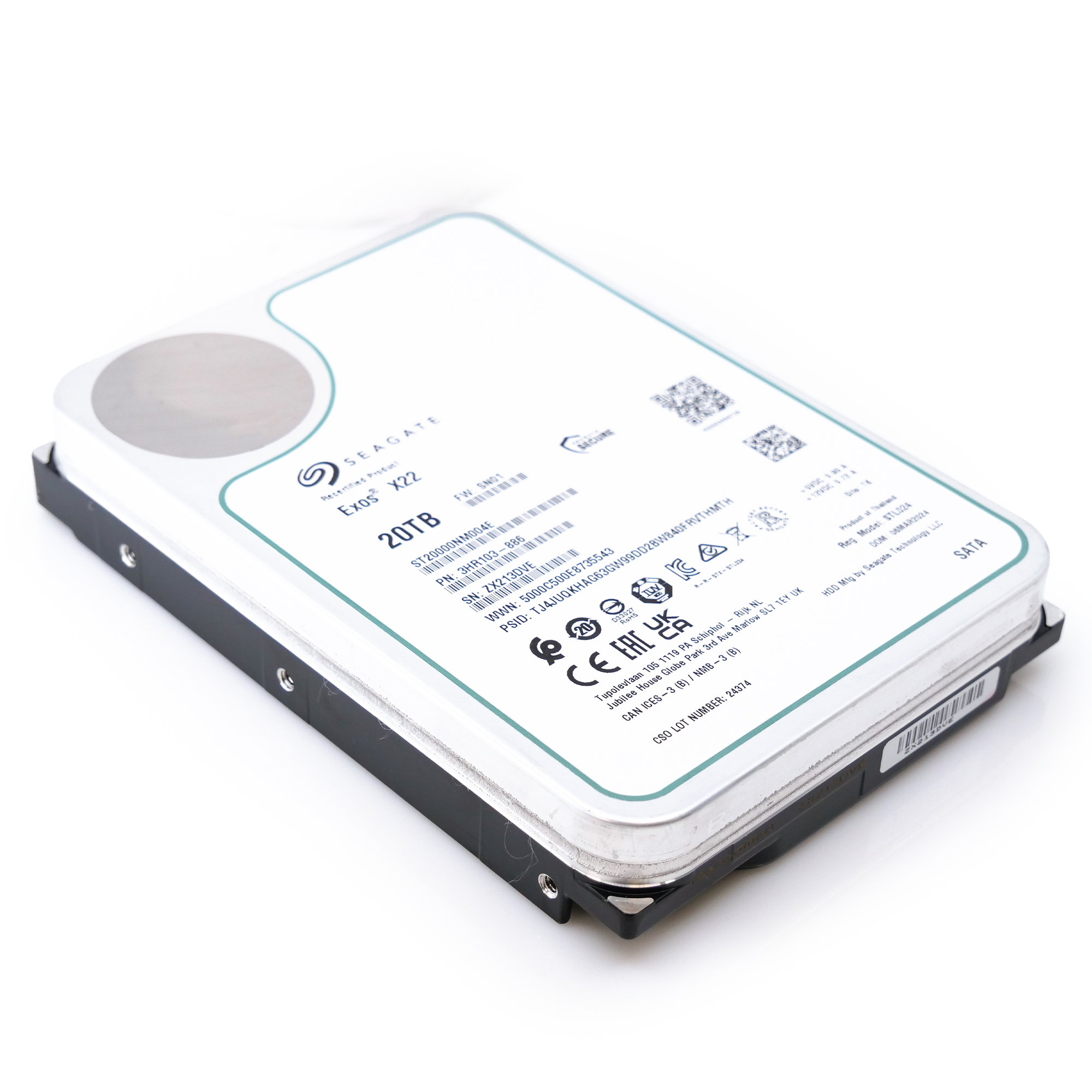 Seagate Exos X22 ST20000NM004E 20TB 7.2K RPM SATA 6Gb/s 512e 3.5in Recertified Hard Drive
