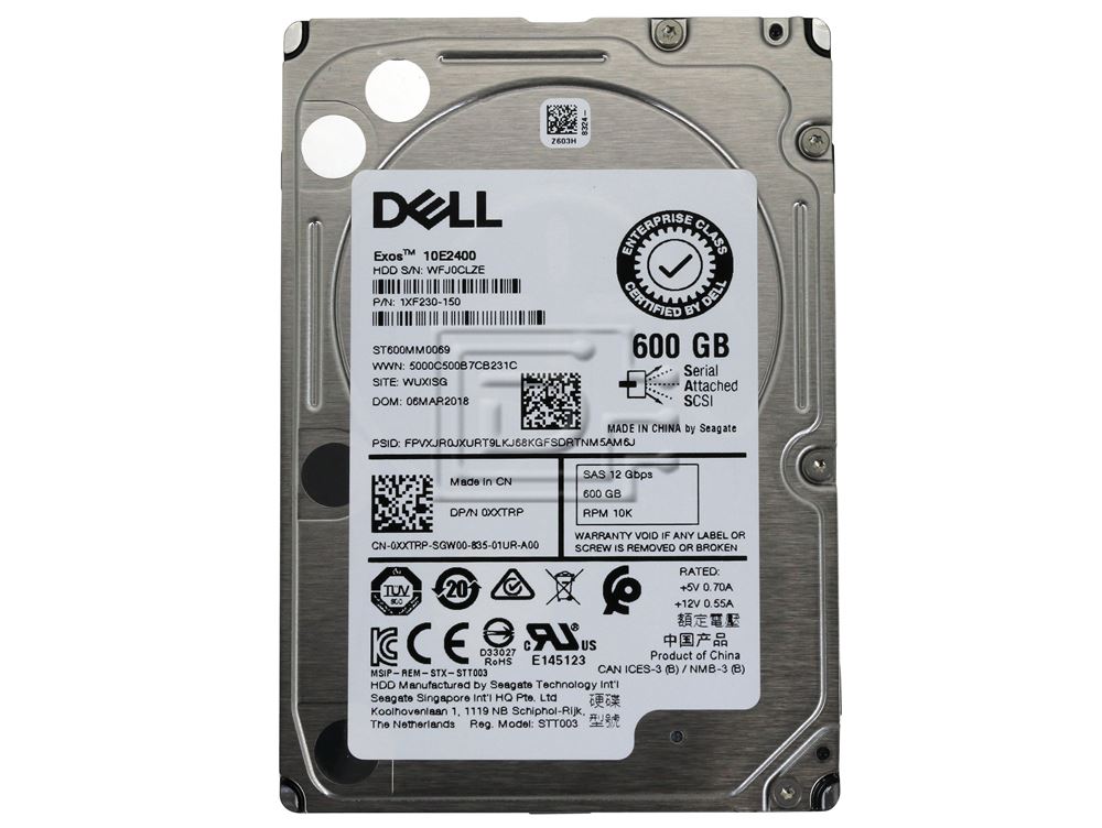 Dell XXTRP / Seagate Enterprise Performance ST600MM0069 600GB 10K 12Gb/s SAS 512N ISE Hard Disk