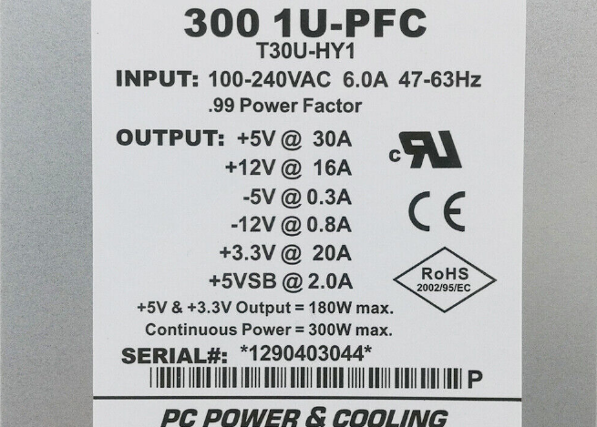 T30U-HY1 300W Power Supply For TURBO-COOL 300 1U-PFC EDGE System Dedicated