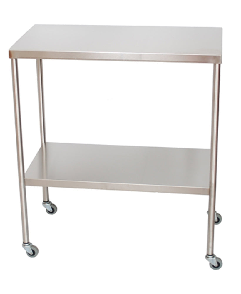 Stainless Steel Instrument Table w/ Double Shelves