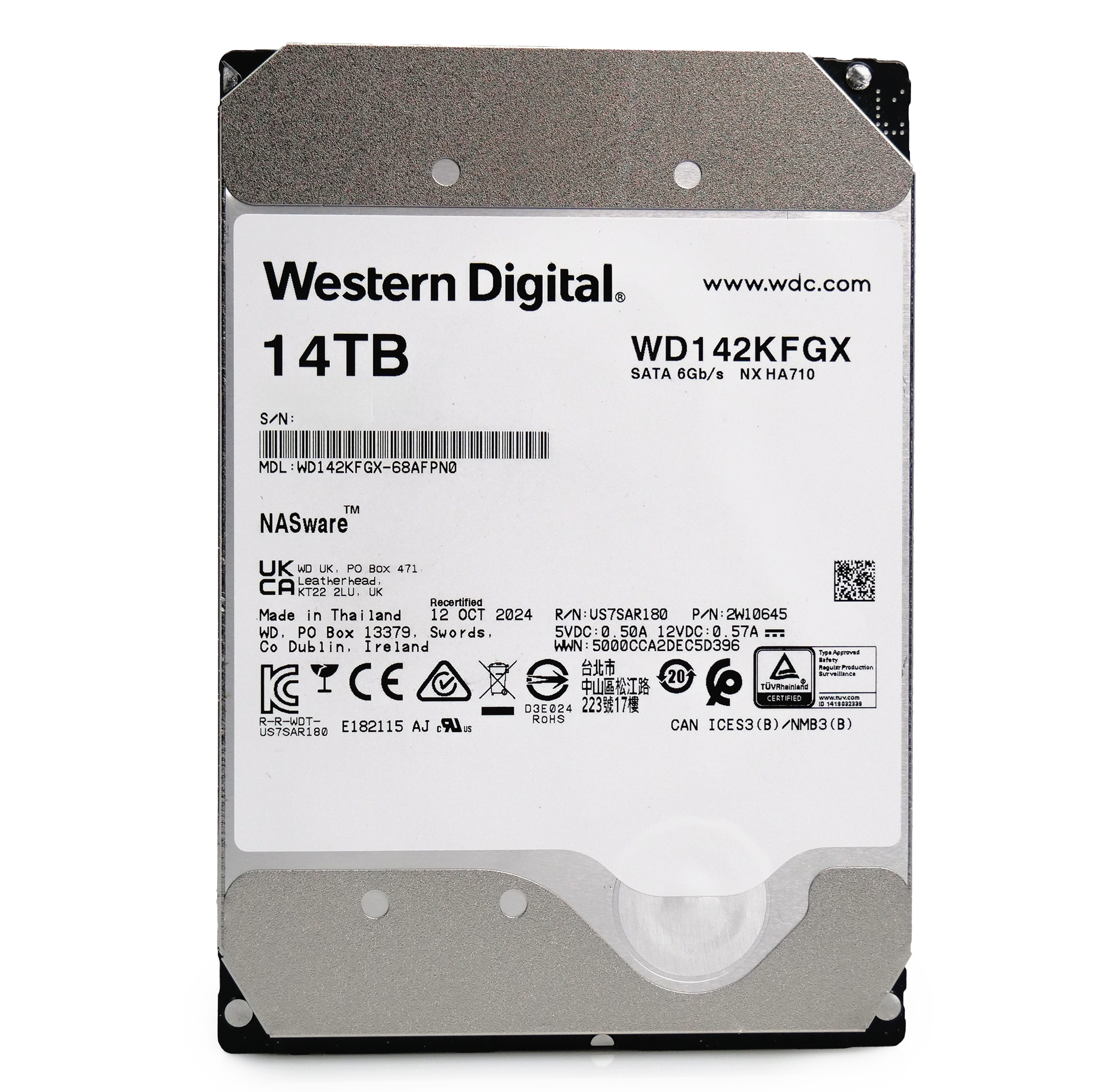Western Digital Red Pro WD142KFGX 14TB 7.2K RPM SATA 6Gb/s 512e 3.5in Hard Drive