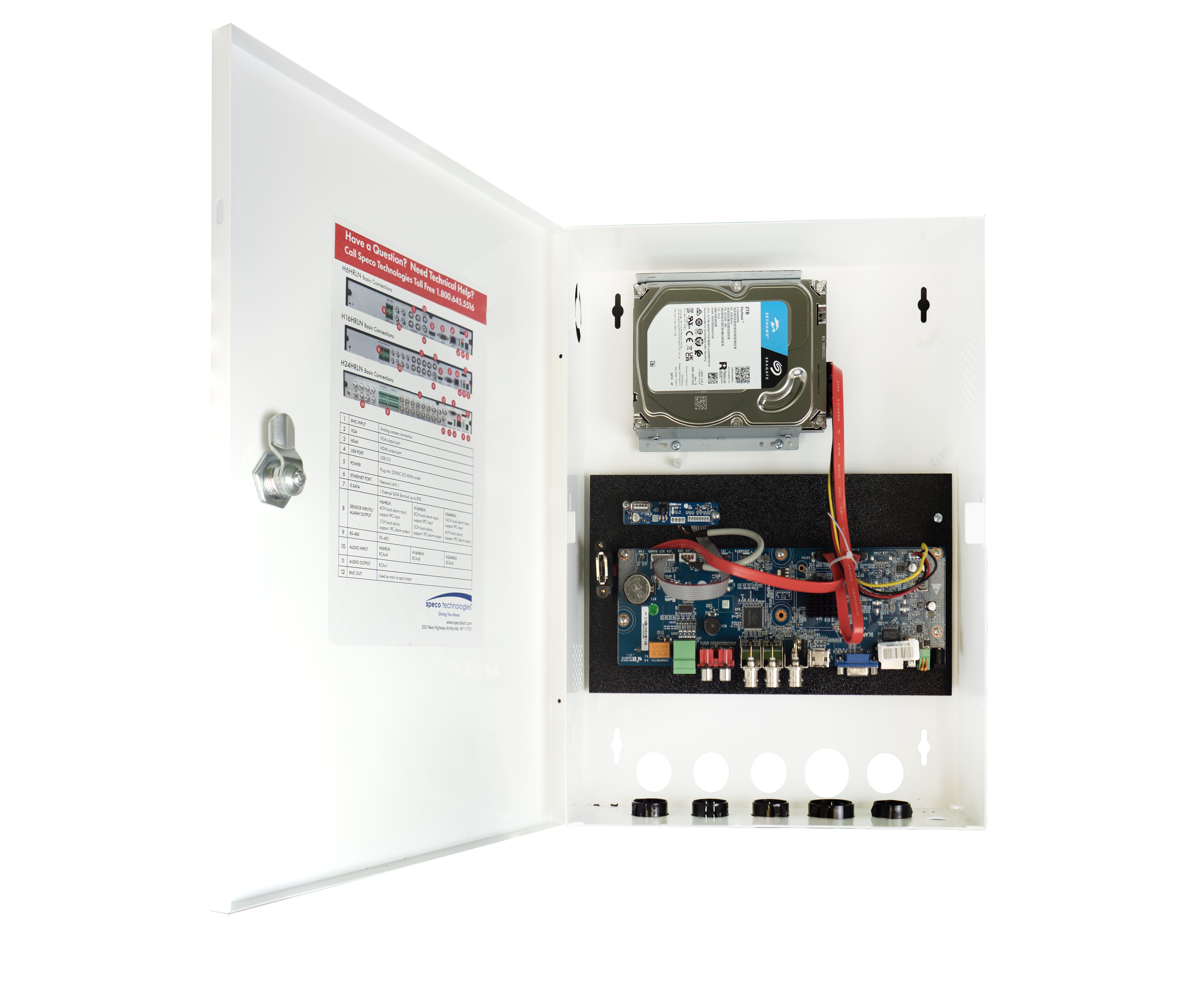 Speco Technologies H16WHRLN2TB 16 Ch. Wall Mount Hybrid Recorder - 8 Hybrid (TVI or IP) + 8 IP, NDAA, 2TB