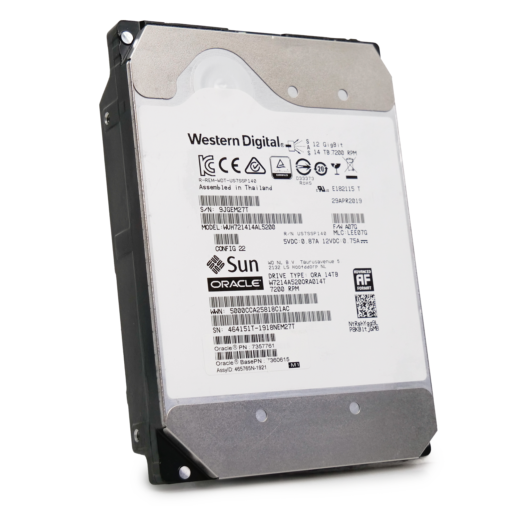 Western Digital Ultrastar DC HC530 WUH721414AL5200 0F31067 14TB 7.2K RPM SAS 12Gb/s 512e 3.5in Hard Drive