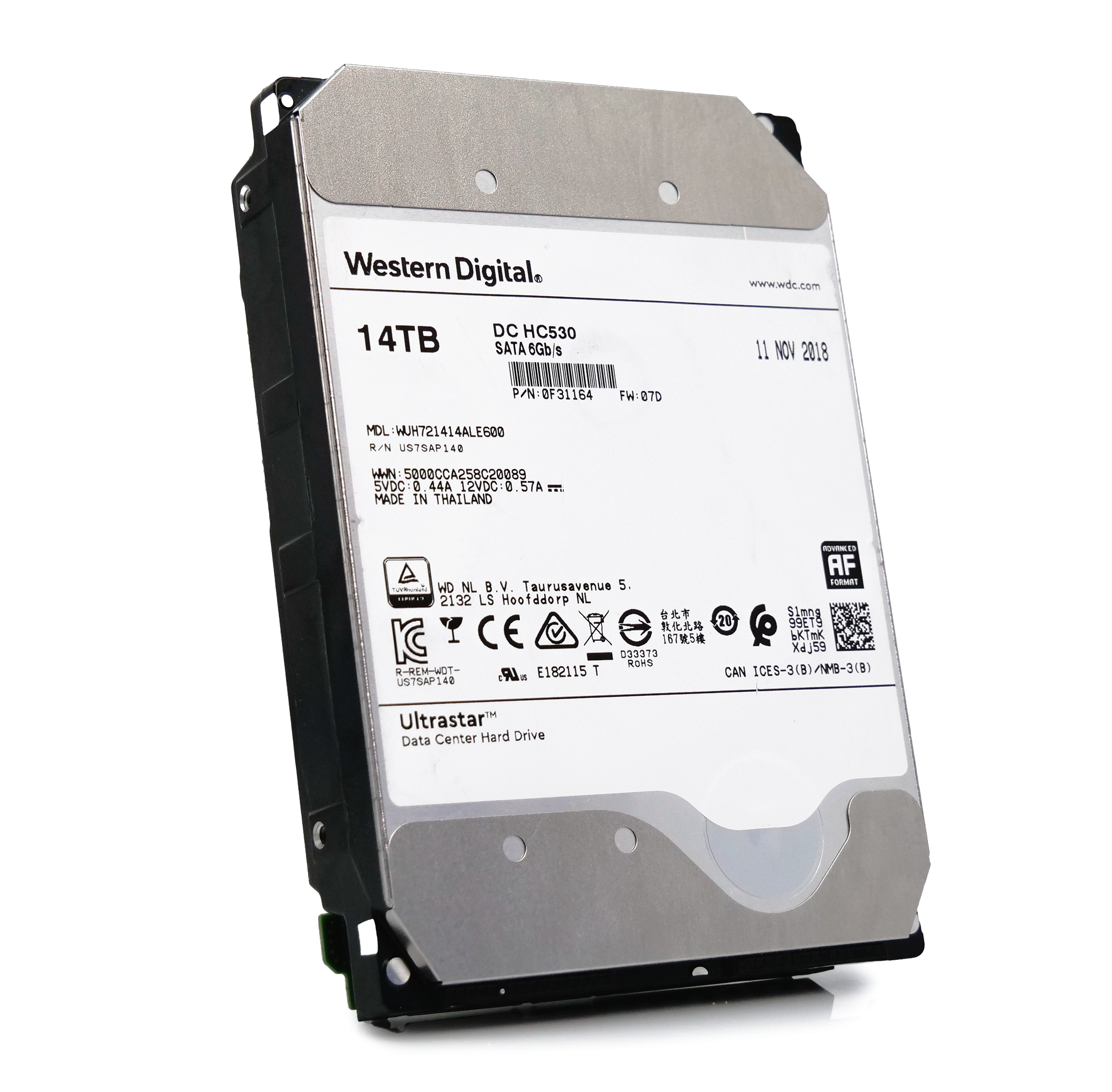 Western Digital Ultrastar DC HC530 WUH721414ALE600 0F31164 14TB 7.2K RPM SATA 6Gb/s 512e 3.5in Refurbished HDD