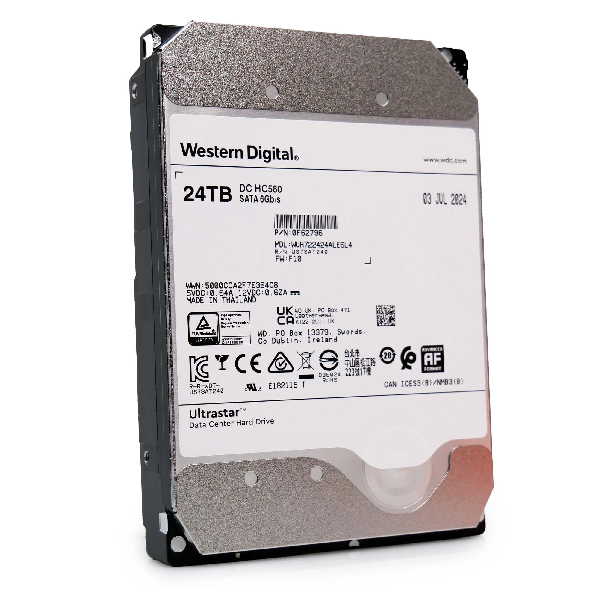 Western Digital Ultrastar DC HC580 WUH722424ALE6L4 0F62796 24TB 7.2K RPM SATA 6Gb/s 512e SE 3.5in Hard Disk Drive