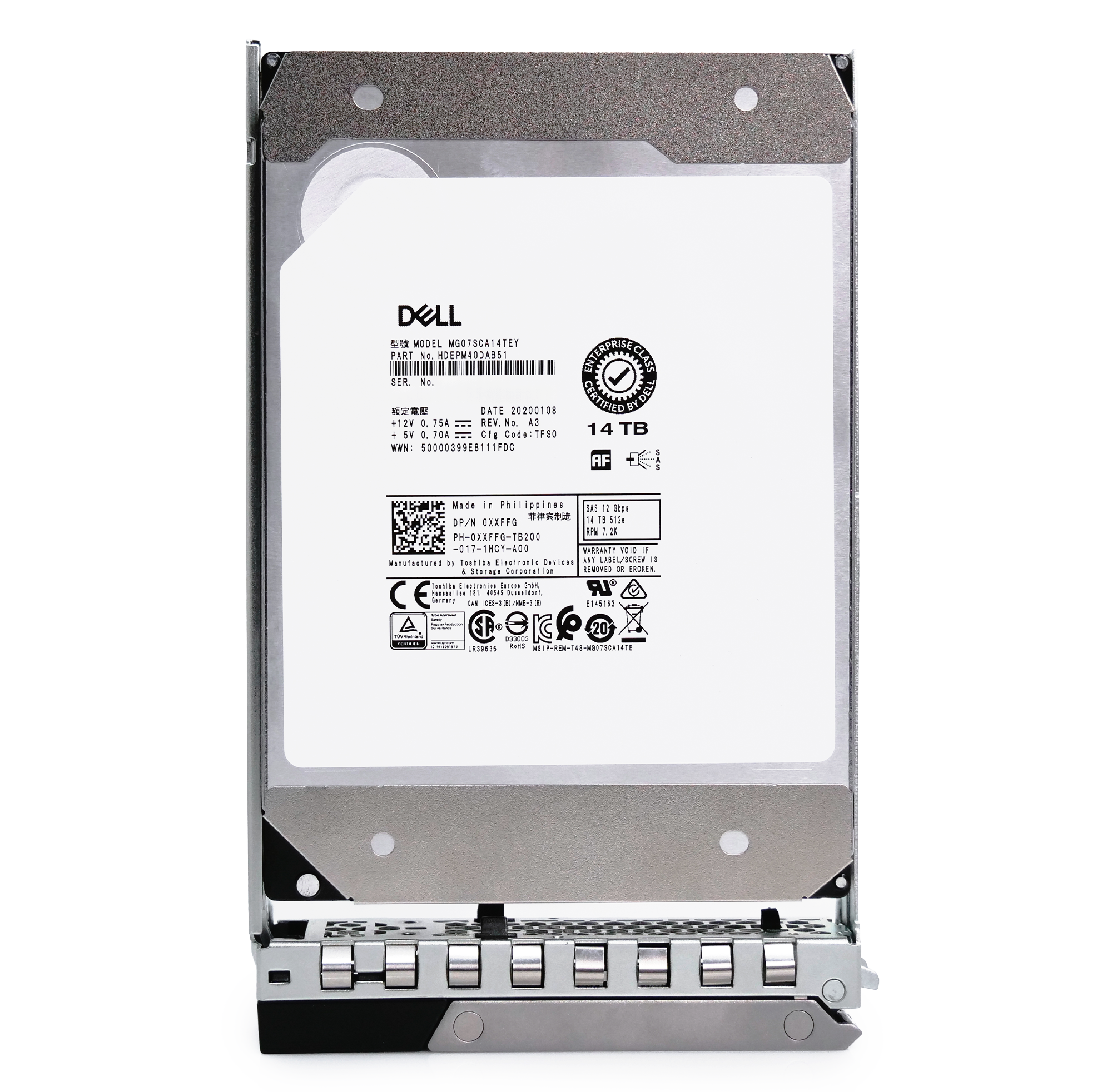 Dell G14 0XXFFG 14TB 7.2K RPM SAS 12Gb/s 512e 3.5in Hard Drive