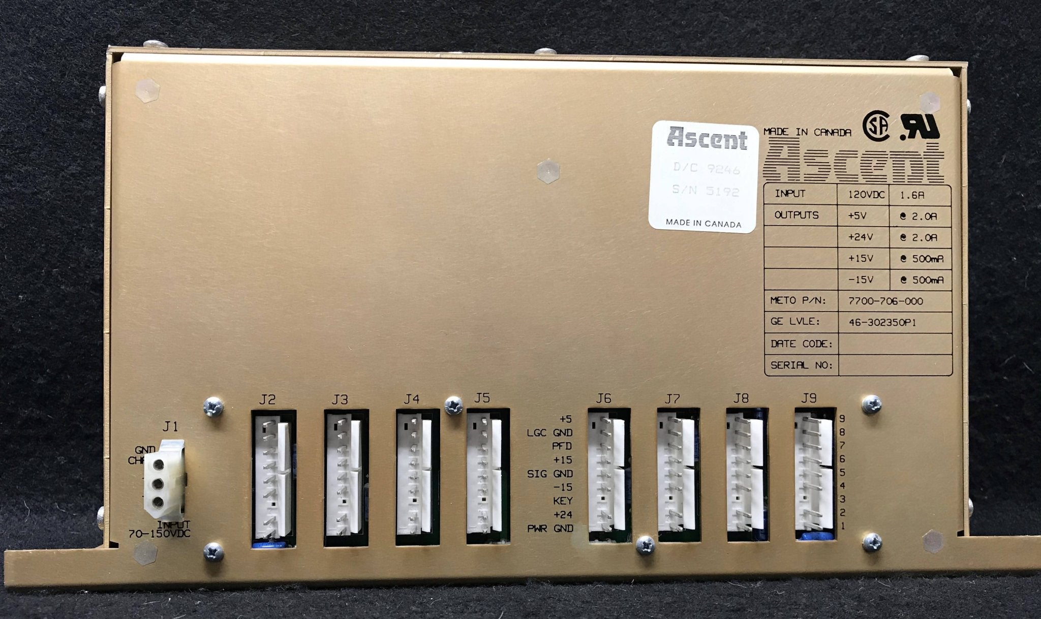 Ascent LVLE Power Supply (46-302350P1 GE AMX 4