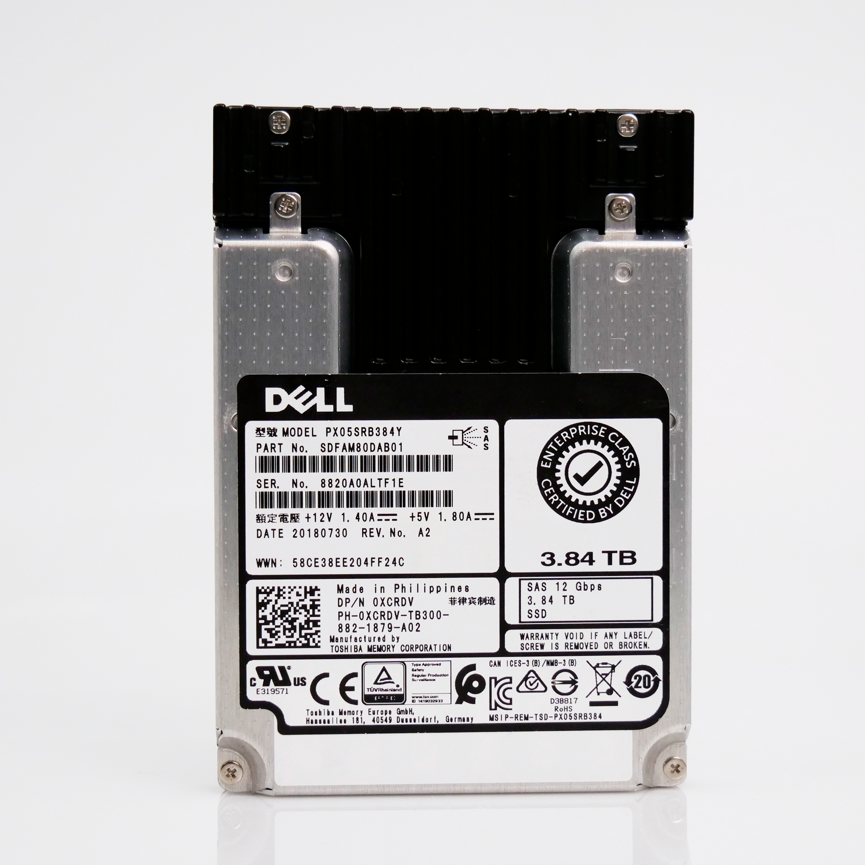 Kioxia PX05SRB384Y 3.84TB 1 DWPD SAS-3 12Gb/s Read Intensive MLC 2.5in Recertified Solid State Drive