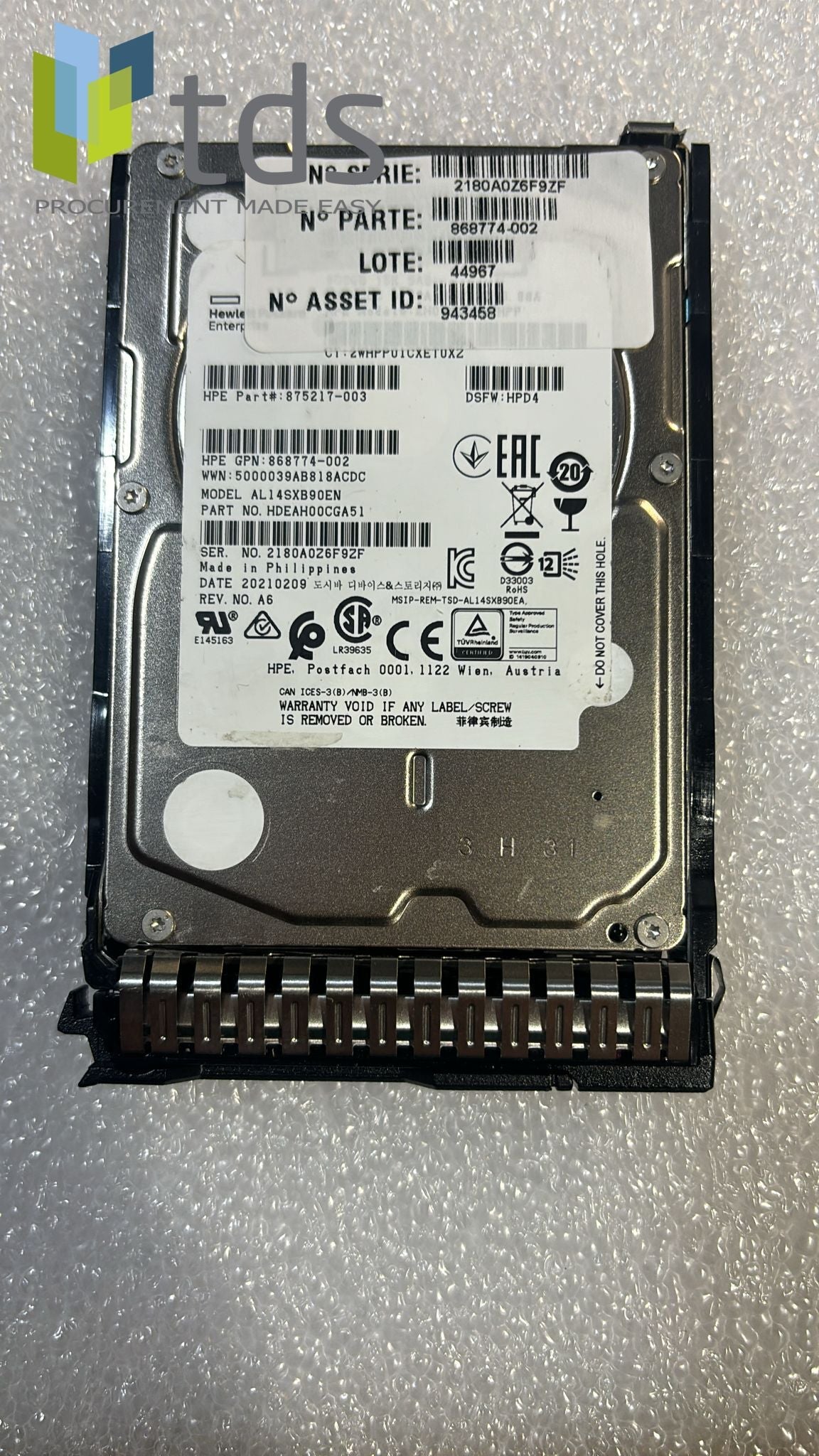 HP 868774-002 900GB SAS HDD - Label | Alo Tech Solutions