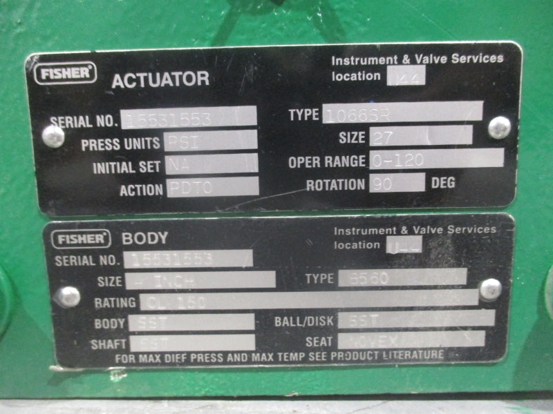 FISHER 8560 4" 1066SR SIZE 27 0-120PSI NSNP