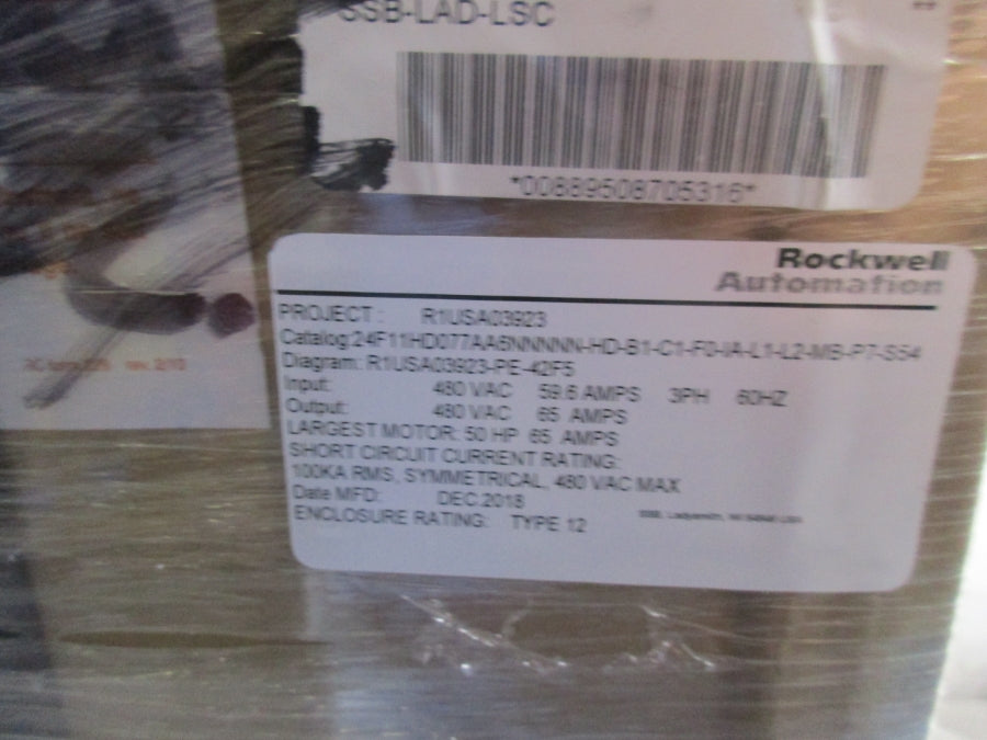 ALLEN BRADLEY 24F11HD077AA6NNNNN-HD-B1-C1-F0-IA-L1-L2-MB-P7-S54 SSB-LAD-LSC 480VAC 59.6A NSFS