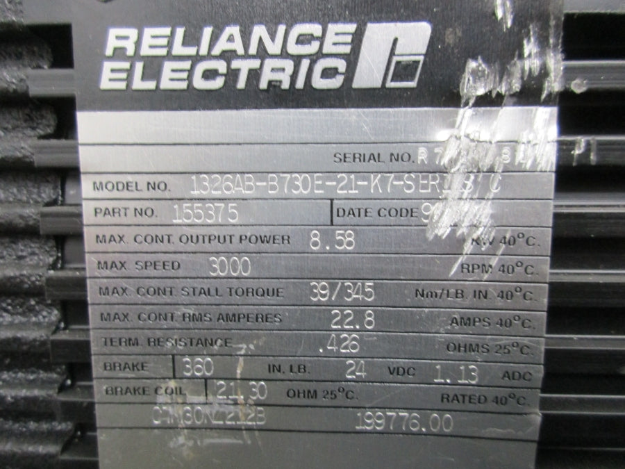 RELIANCE ELECTRIC 1326AB-B730E-21-K7 SER. C 22.8A NSNP