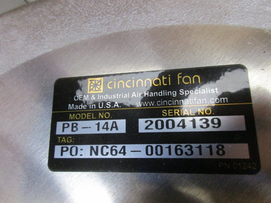 CINCINNATI FAN PB-14A 230/460V 7.2/3.6A NSMP