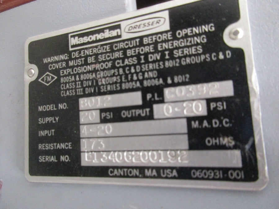 MASONELIAN 87-21114 3-15PSI NSNP