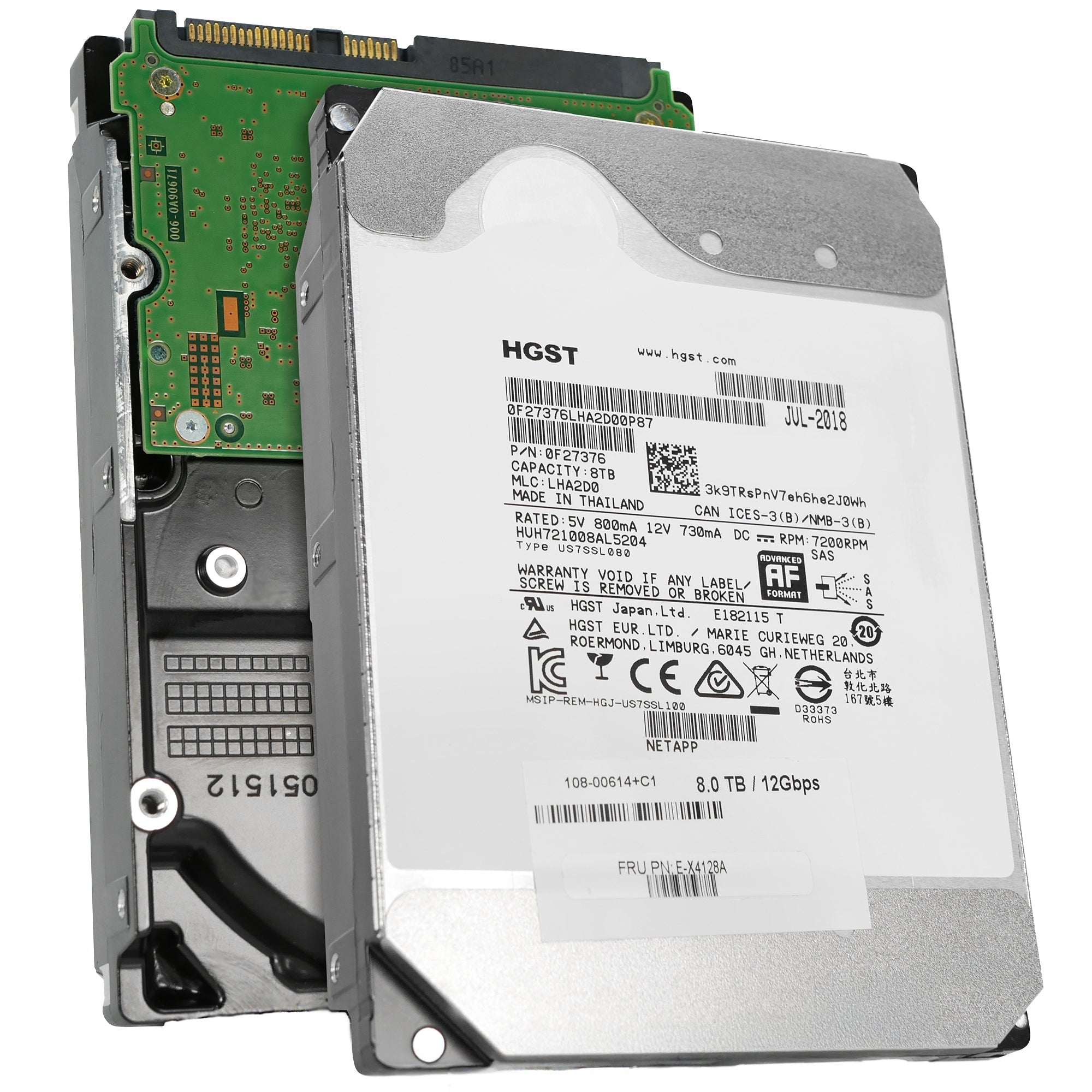 WD/HGST Ultrastar DC HC510 HUH721008AL5204 0F27376 8TB 7.2K RPM SAS 12Gb/s 512e 3.5in Refurbished HDD