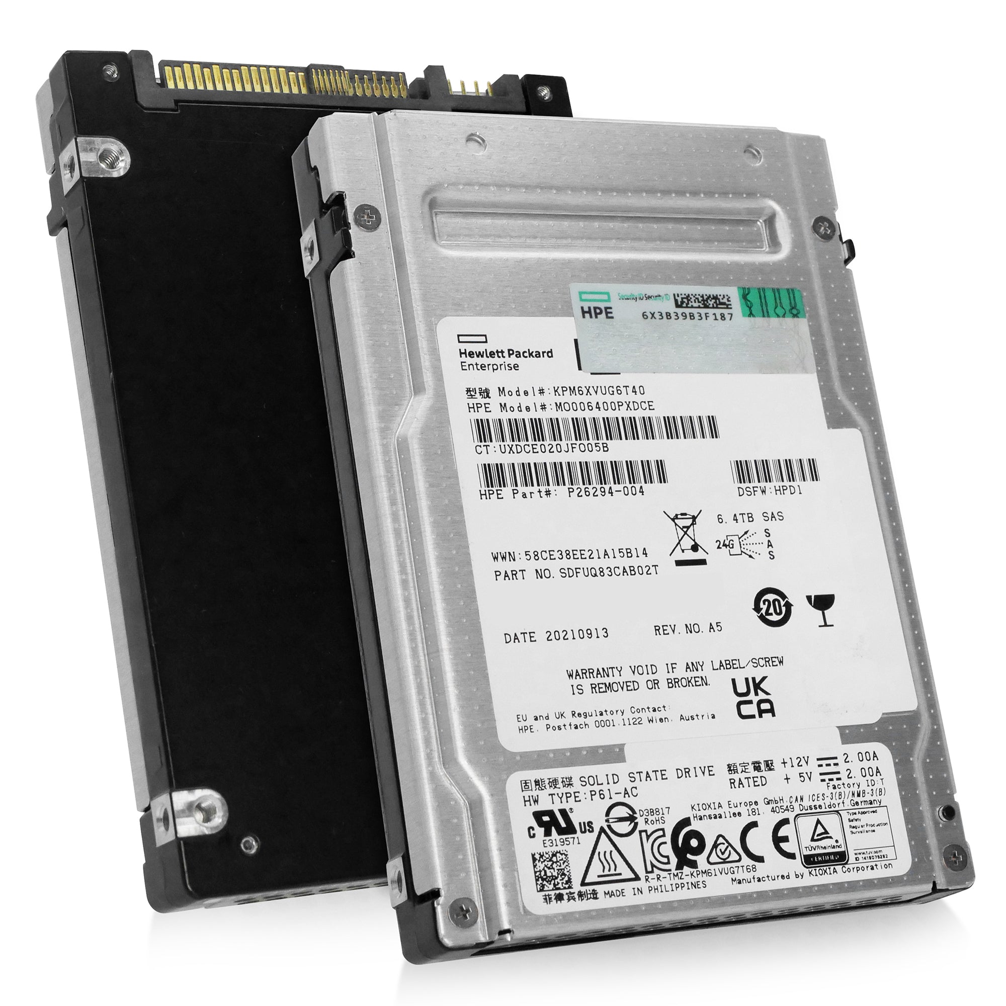 HP/Kioxia PM6-V KPM6XVUG6T40 6.4TB 3 DWPD SAS-4 24Gb/s 3D TLC 2.5in Refurbished SSD