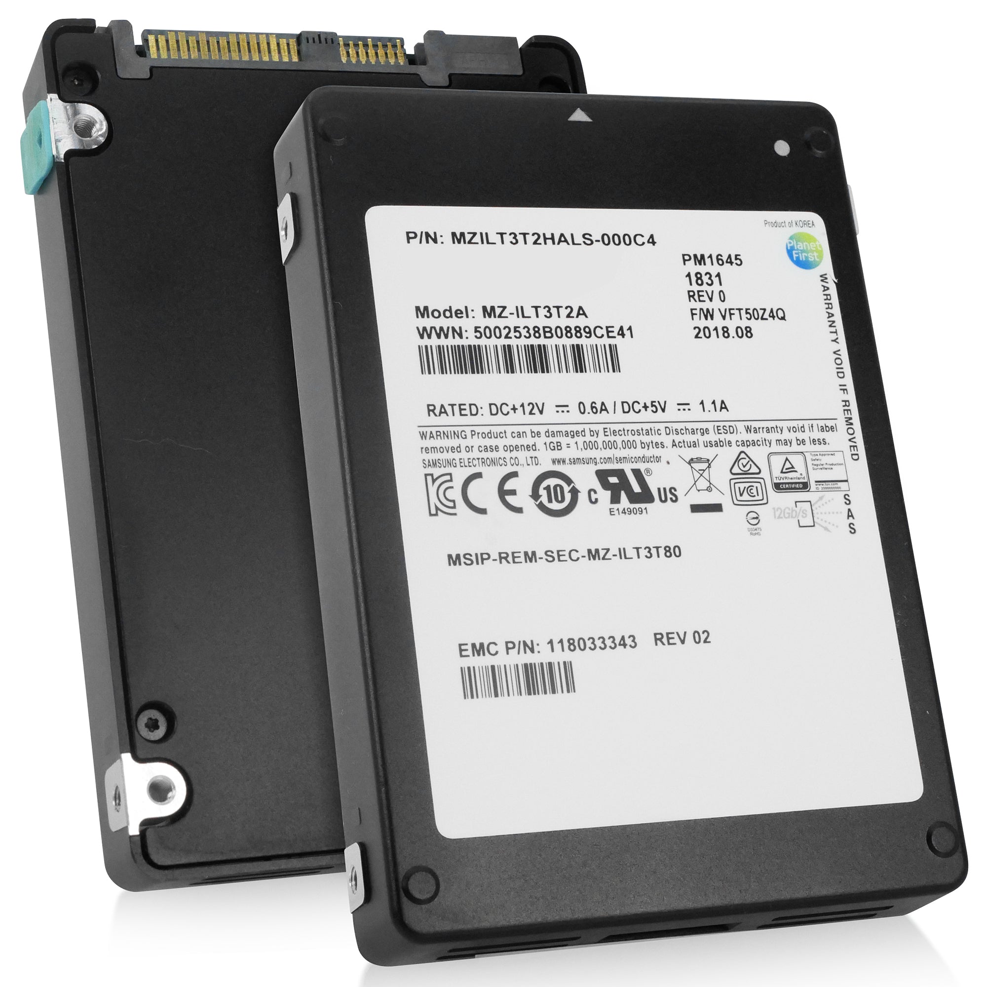Dell/Samsung PM1645 MZILT3T2HALS 3.2TB 3 DWPD SAS 12Gb/s 3D TLC 2.5in Refurbished SSD