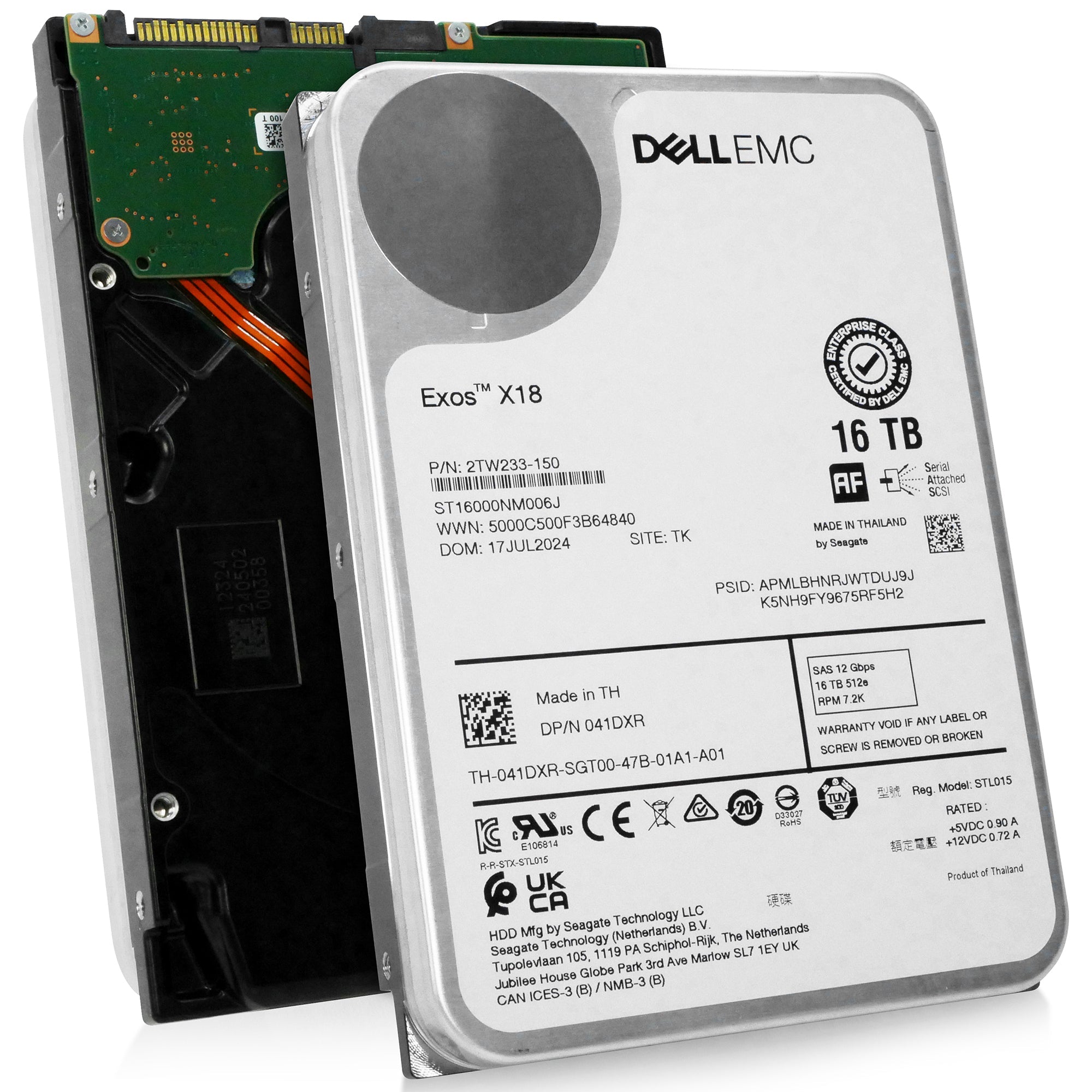 Dell/Seagate Exos X18 ST16000NM006J 16TB 7.2K RPM SAS 12Gb/s 512e 3.5in Hard Drive
