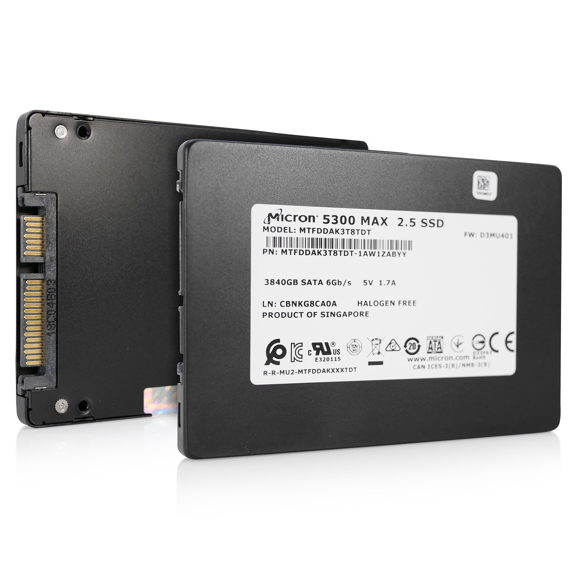 Micron 5300 MAX MTFDDAK3T8TDT 3.84TB SATA 6Gb/s 3D TLC 2.5in Solid State Drive
