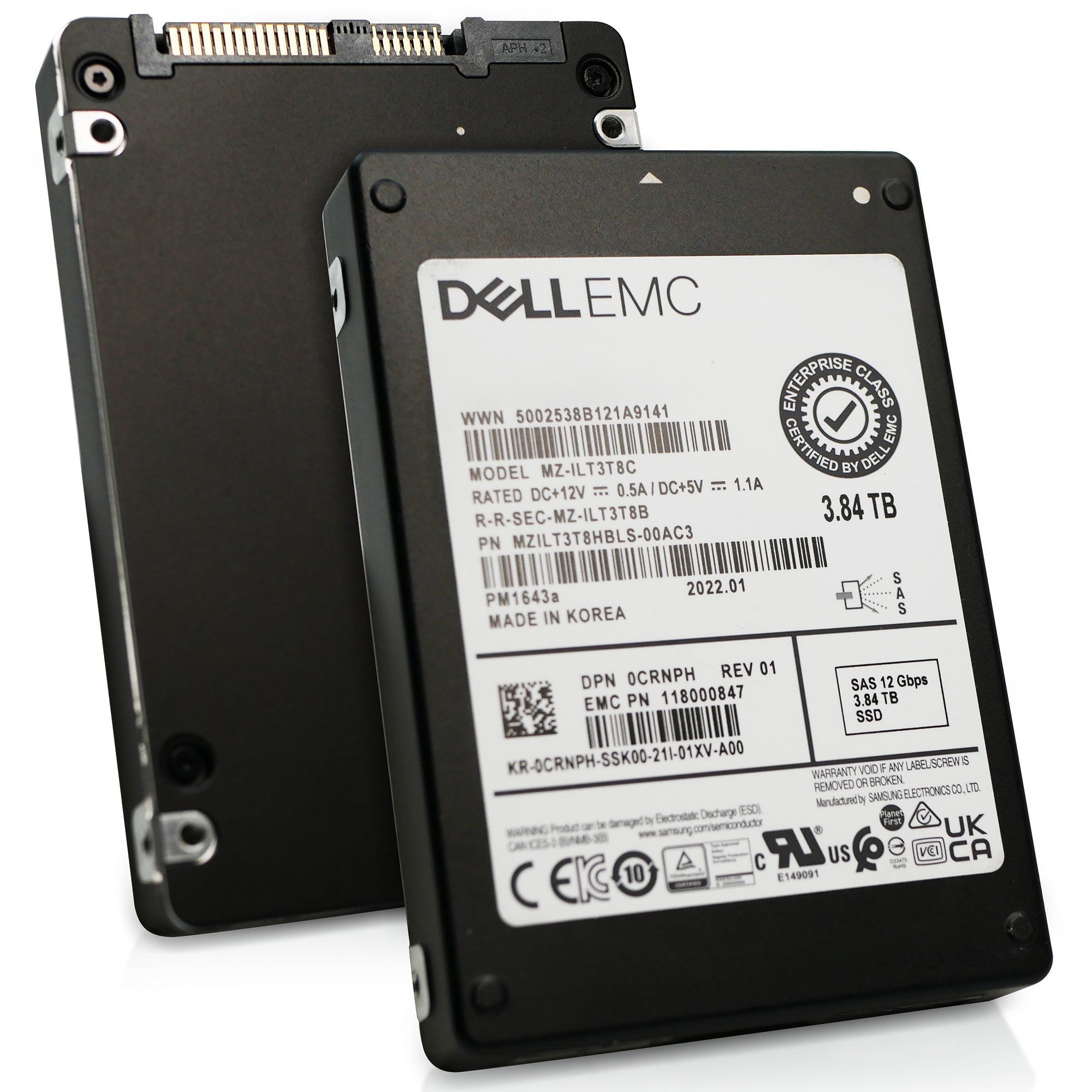 Dell/Samsung PM1643a MZILT3T8HBLS 3.84TB 1 DWPD SAS 12Gb/s 2.5in Refurbished SSD