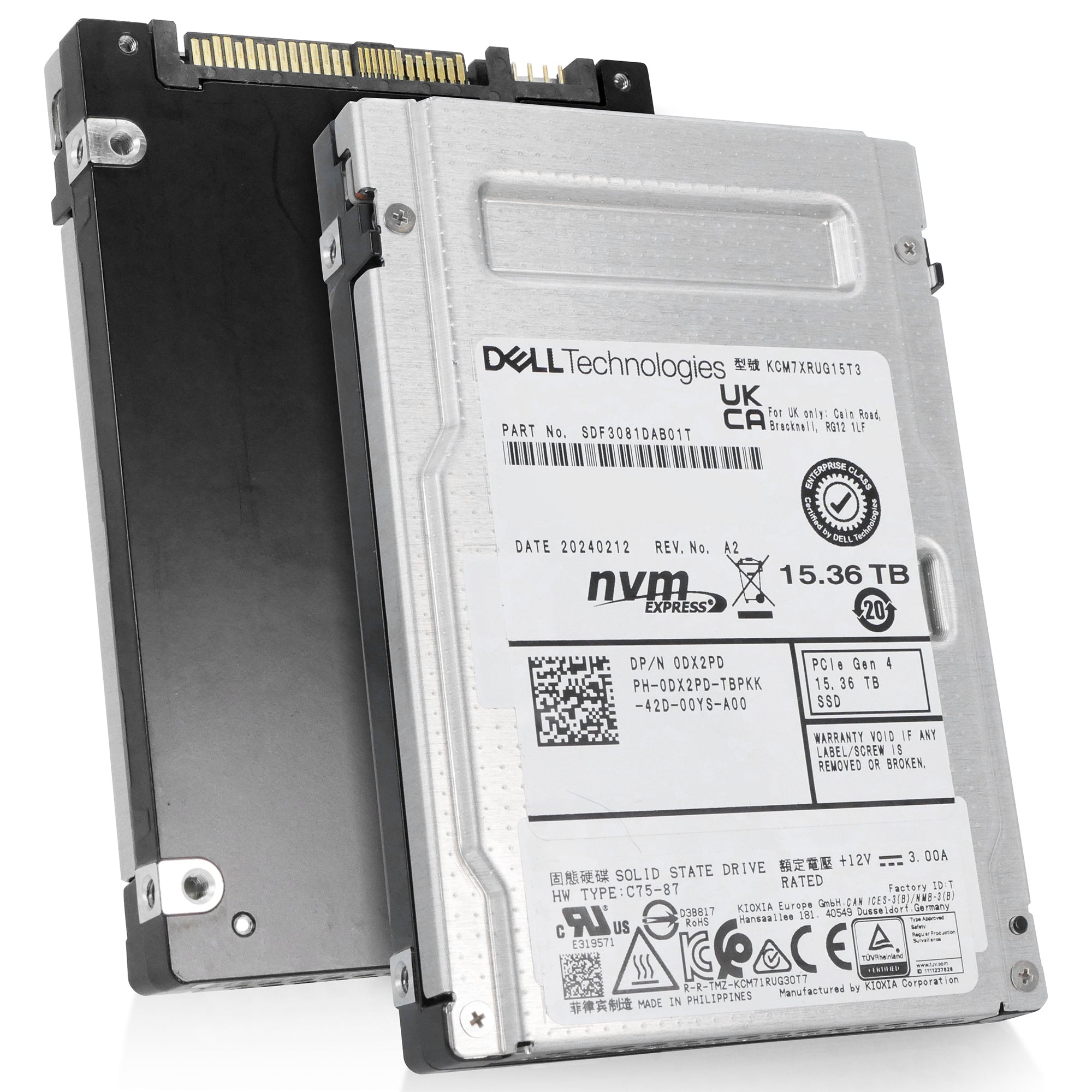 Dell/Kioxia CM7-R KCM7XRUG15T3 15.36TB 1 DWPD PCIe Gen 4.0 x4 8GB/s U.2 NVMe 2.5in Recertified SSD