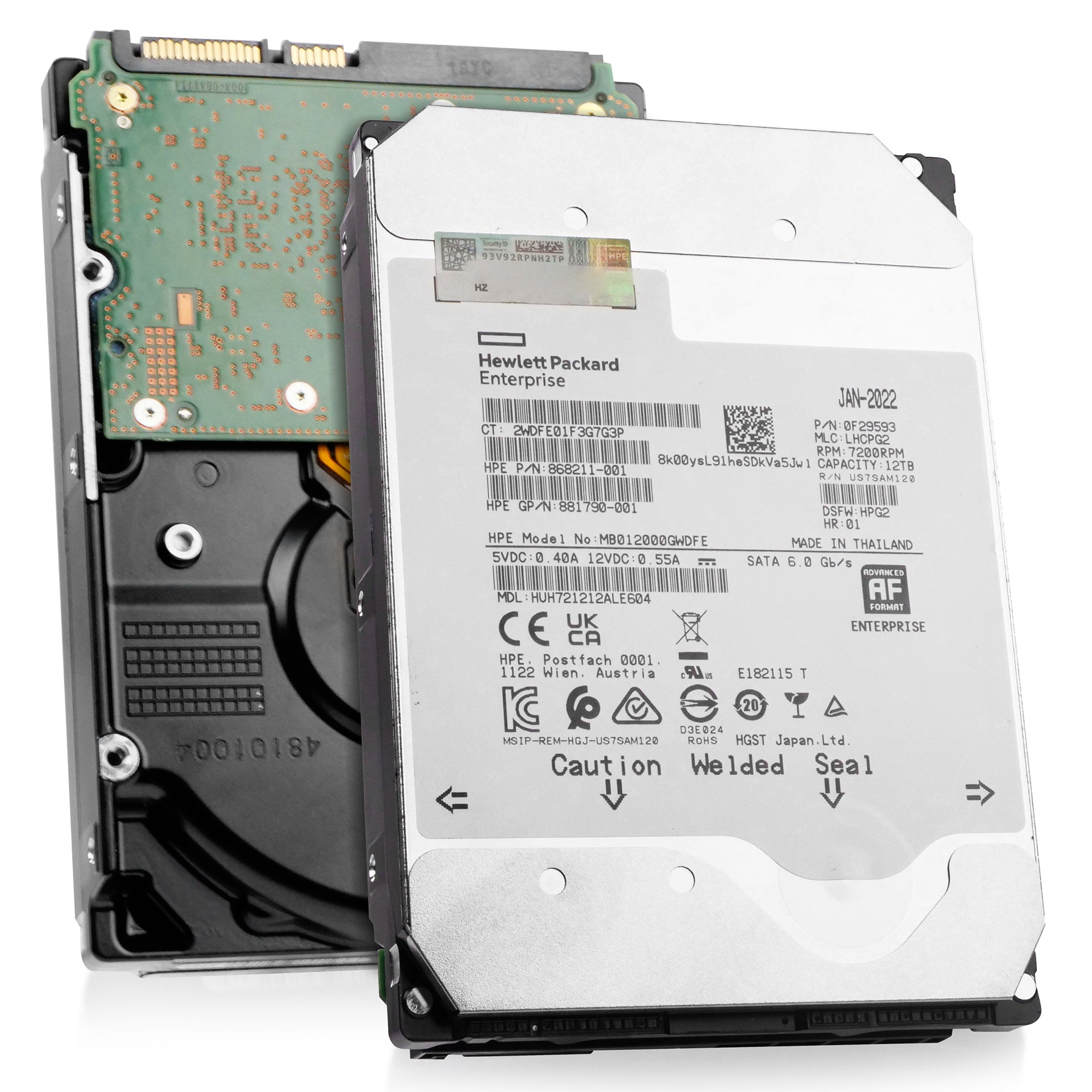 HP/Western Digital Ultrastar DC HC520 HUH721212ALE604 0F29593 12TB 7.2K RPM SATA 6Gb/s 512e 3.5in Refurbished HDD
