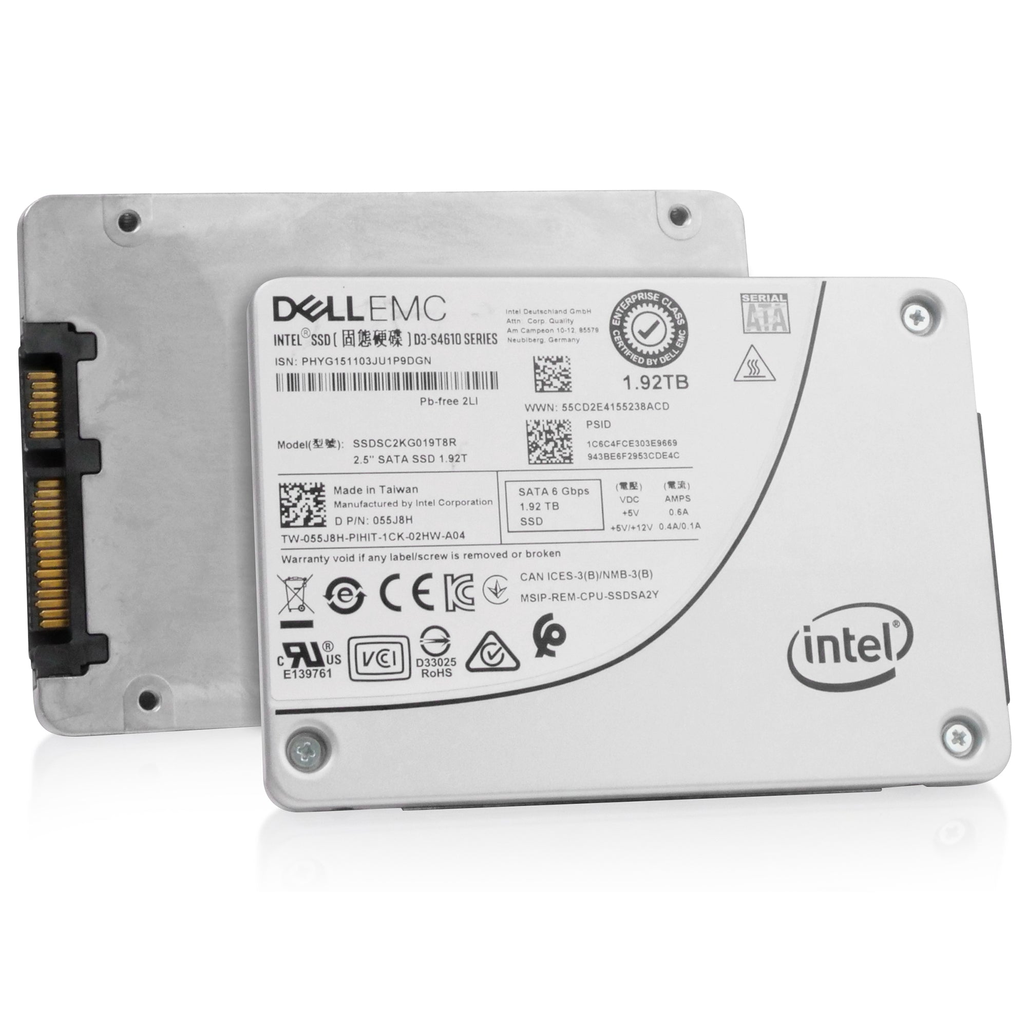 Dell/Intel S4610 SSDSC2KG019T8R 1.92TB 3 DWPD SATA 6Gb/s 3D TLC 2.5in Refurbished SSD