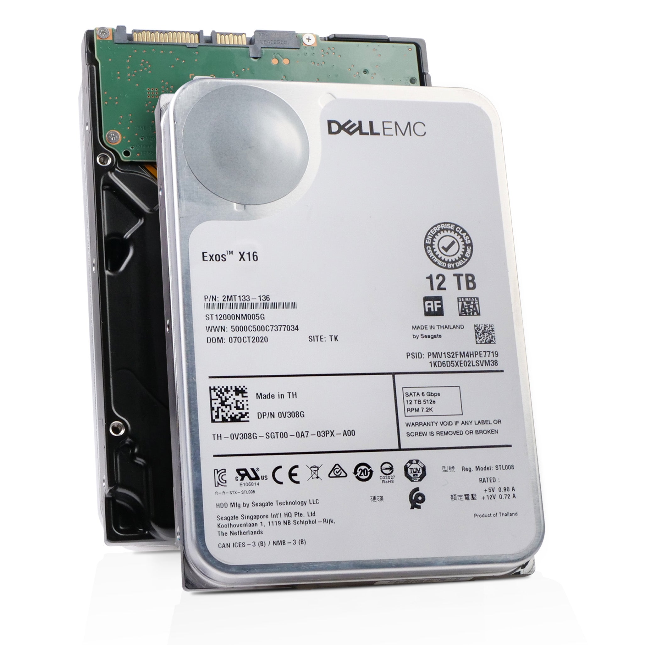 Dell/Seagate Exos X16 ST12000NM005G 12TB 7.2K RPM SATA 6Gb/s 512e 3.5in Refurbished HDD