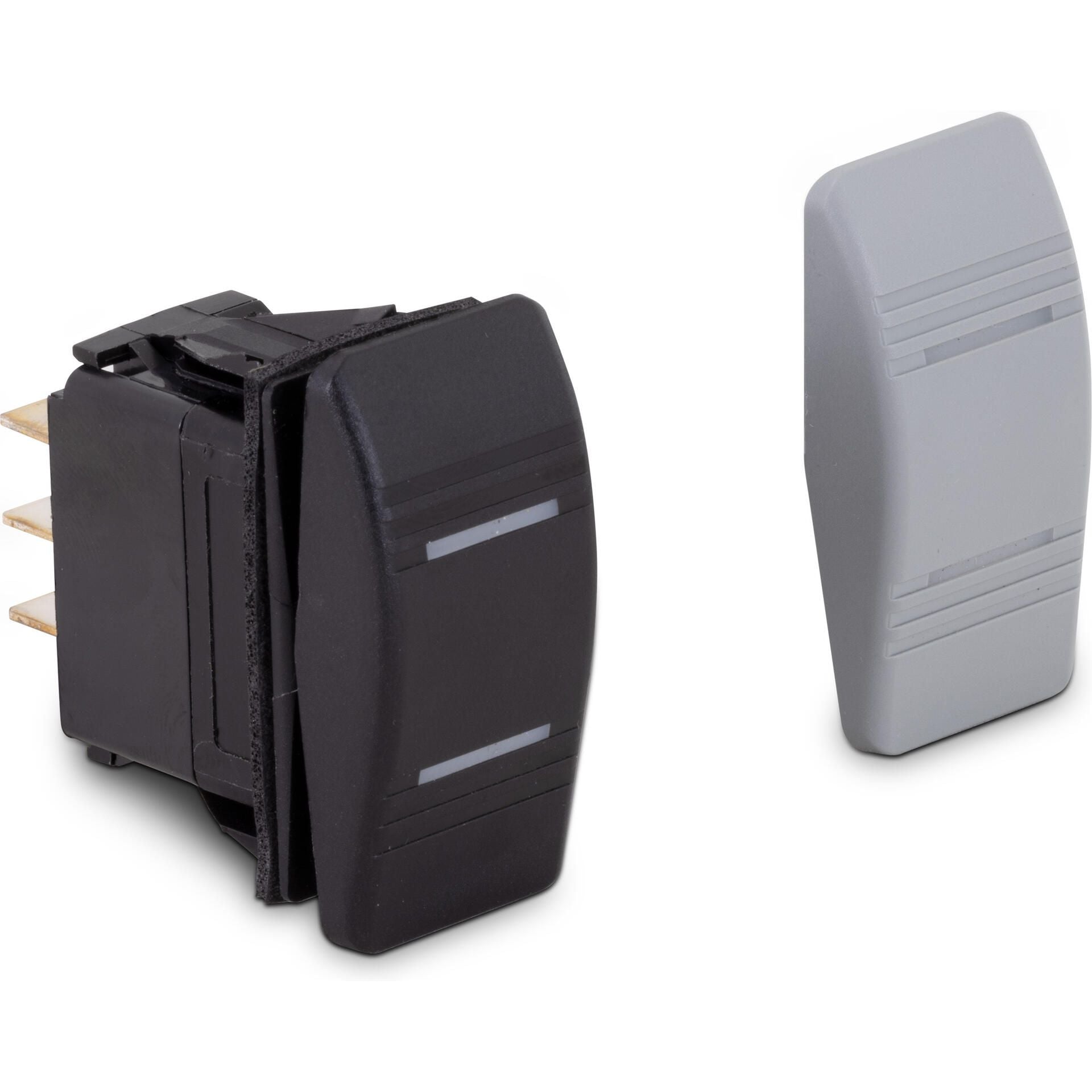 Sierra RK19730TP Contura III Illuminated Weather Resistant Illuminated Rocker, Switch, On/Off/On, Black & Gray