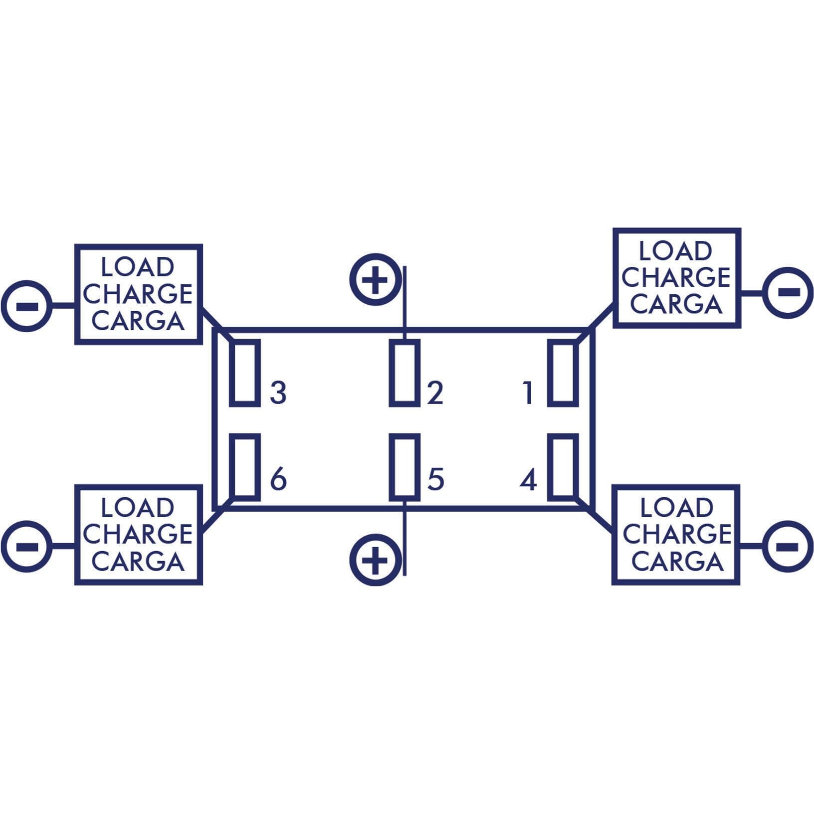 Sierra RK19850TP Black & Gray Rocker Switch, DPDT, Contura III Non-Illuminated, Mom On/Off/Mom On, 6 Blade