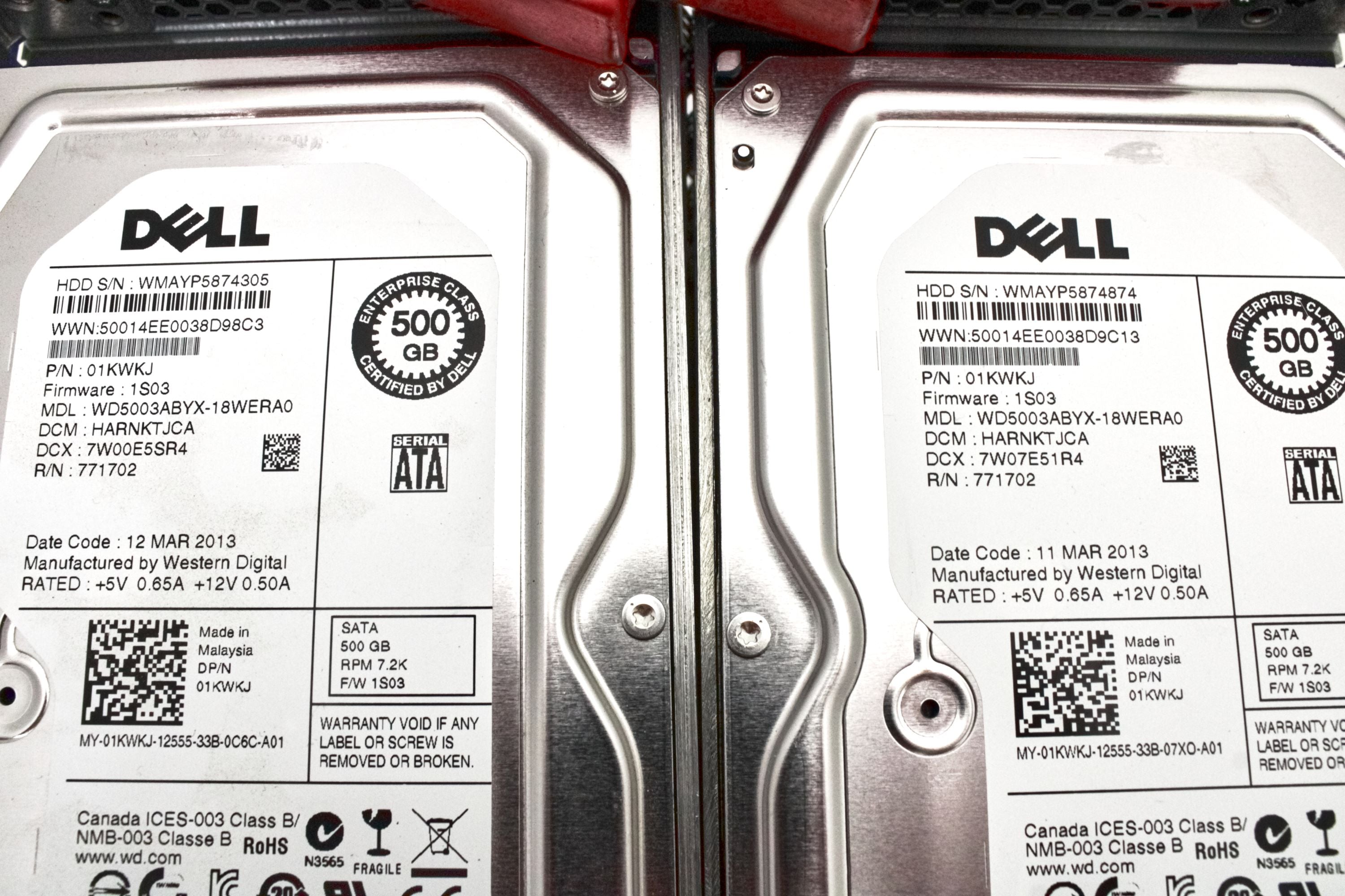 Dell 1KWKJ_x10 Lot of 10 500GB 7.2K SATA 3.5 3G EP WD5003ABY