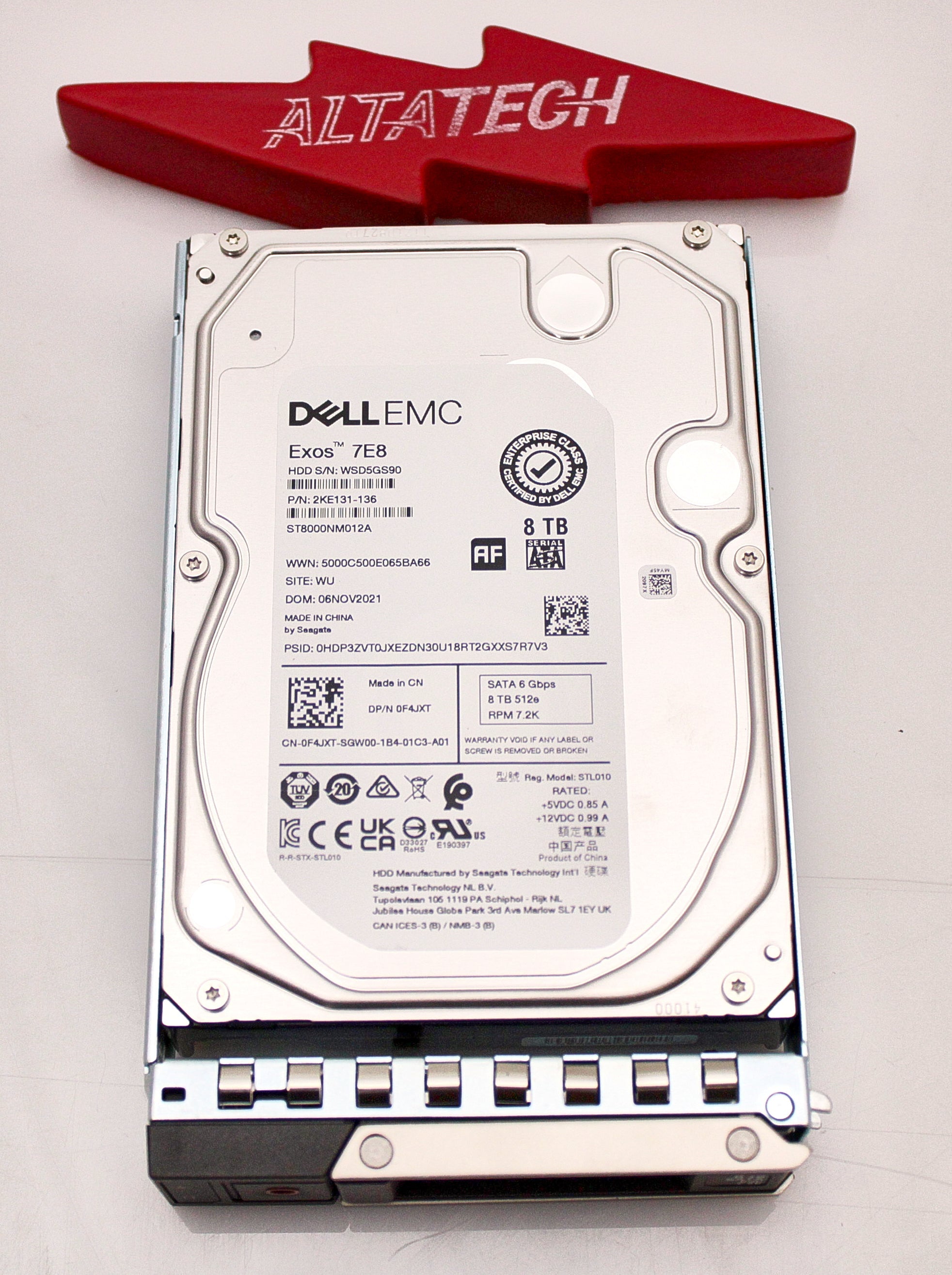 Dell F4JXT 8TB 7.2K SATA 3.5 6G 512e ISE 256g ST8000NM012A /2KE131-136