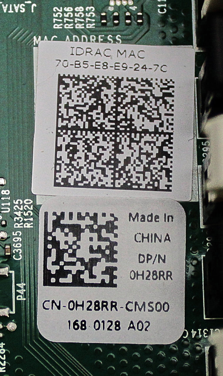Dell H28RR SYSTEM BOARD, INVENTEC, V5, R640