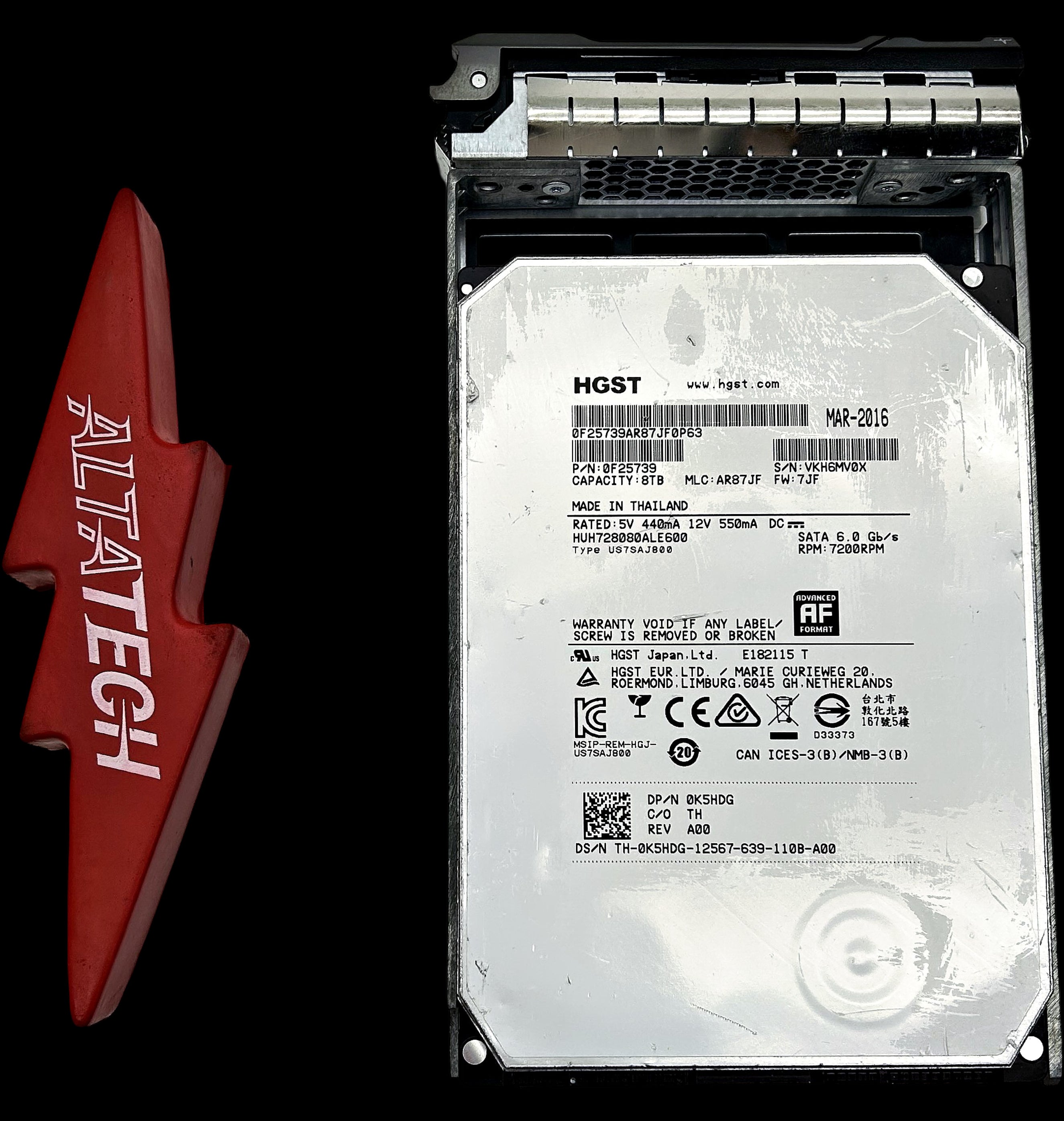 Dell K5HDG 8TB 7.2K SATA 3.5 6G 512e 128mb HUH728080ALE600 / 0F25739