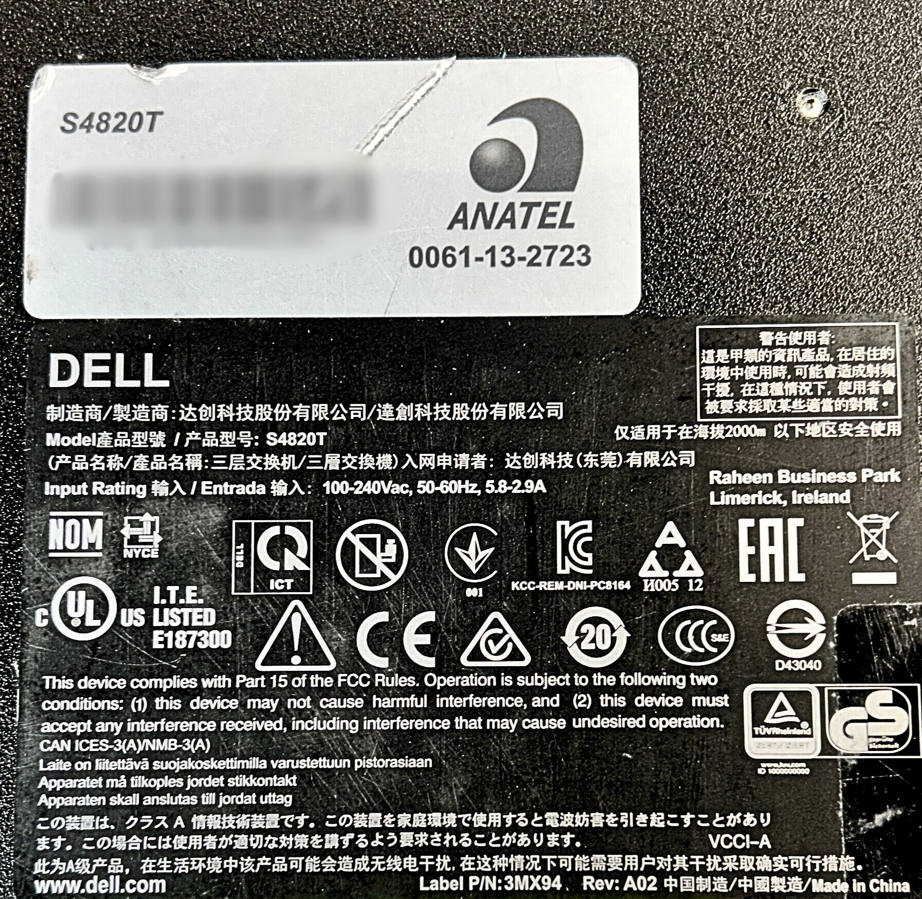 Dell S4820T Force10 48 Port 10G Switch