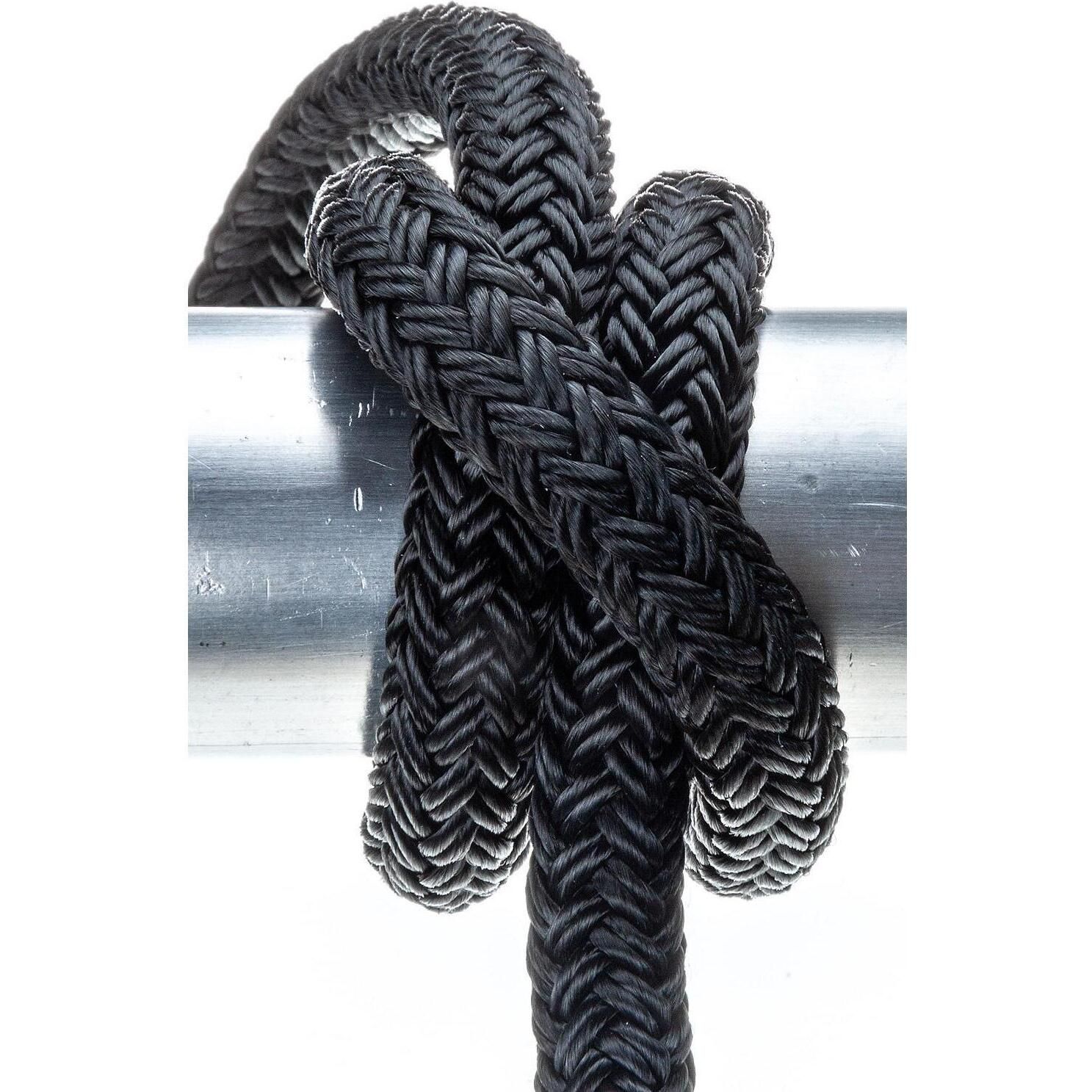 Seachoice Double-Braid Nylon Dock Line w/ Eye Splice, Pre-Shrunk, Heat Stabilized, 1/2 In. X 25 Ft., Black