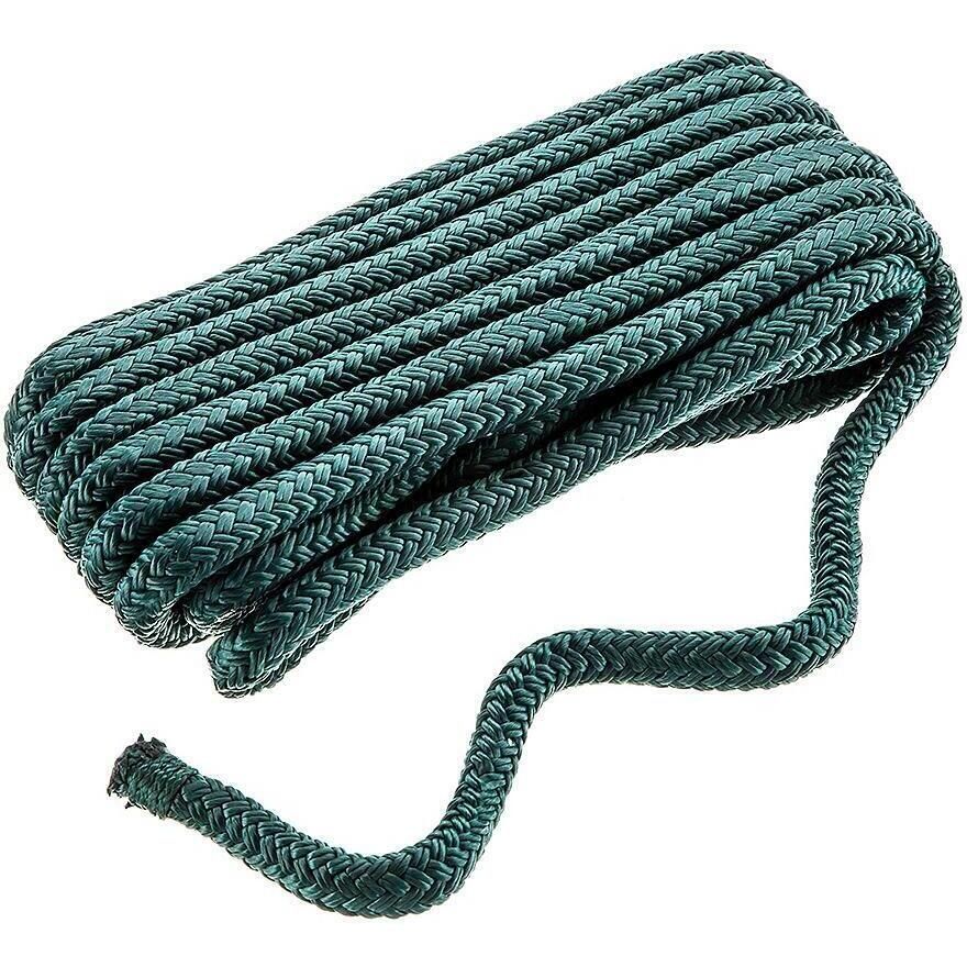 Seachoice Double-Braid Nylon Dock Line w/ Eye Splice, Pre-Shrunk, Heat Stabilized, 3/8 In. X 20 Ft., Forest Green