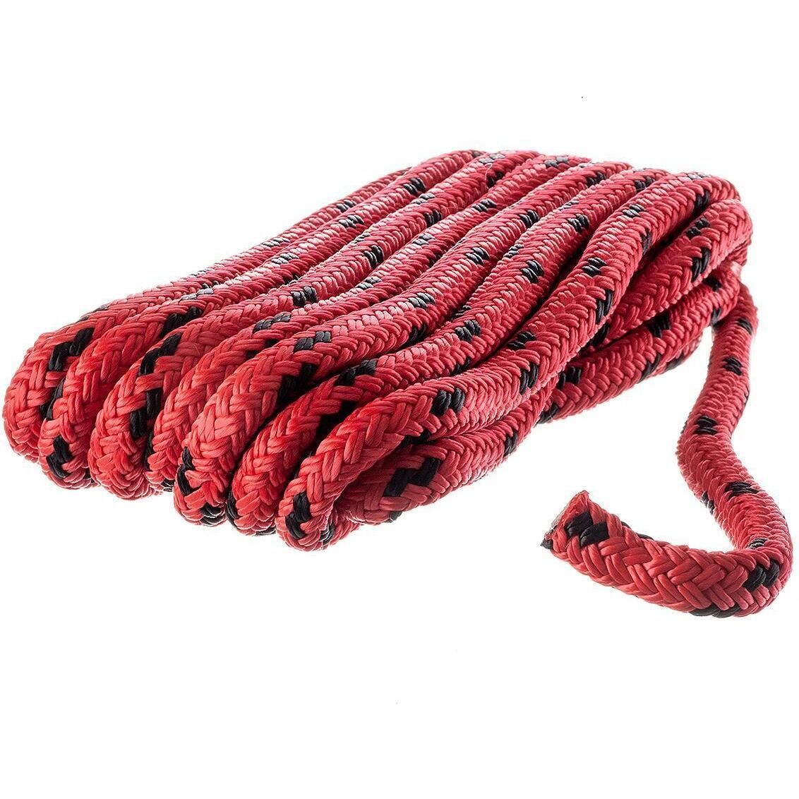 Seachoice 42421 Double Braided 100% MFP Dock Line 3/8" x 15' Red w/Black Tracer
