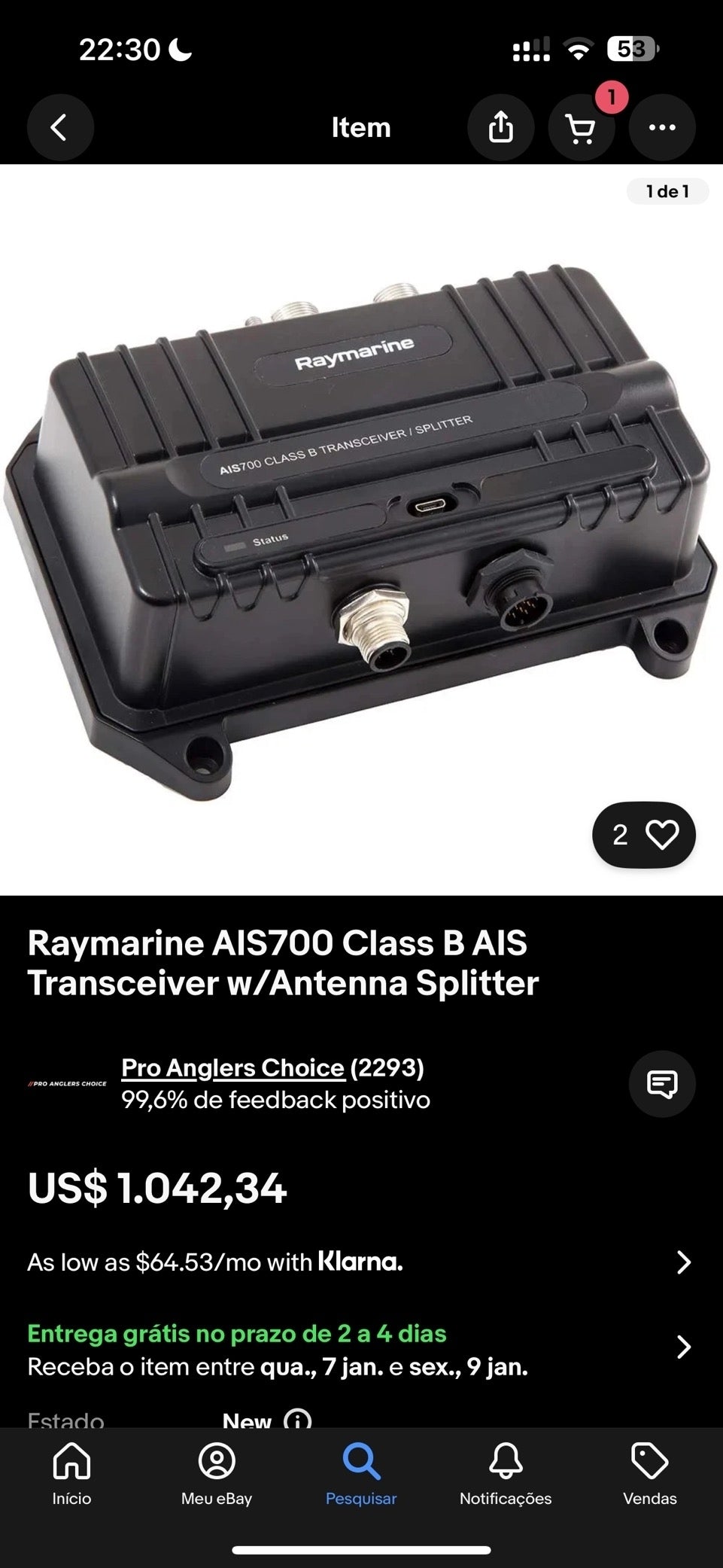 Raymarine AIS700 Class B AIS With Splitter | eBay