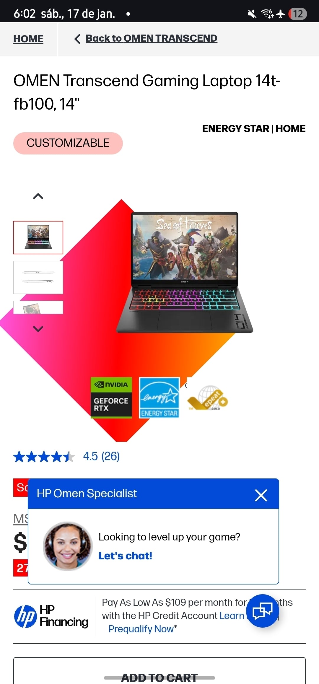 hp omen transcend laptop 14inch