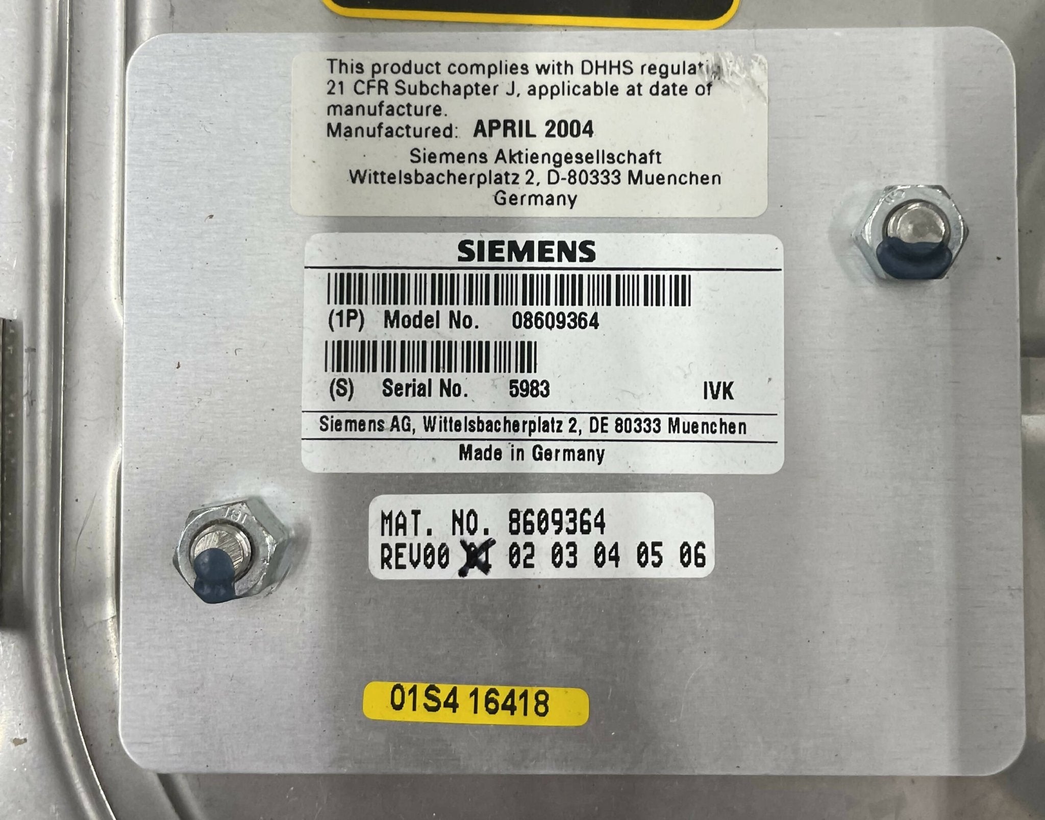 Siemens 8609364 - High Voltage Tank X-Ray Generator Side View | Alo Tech Solutions